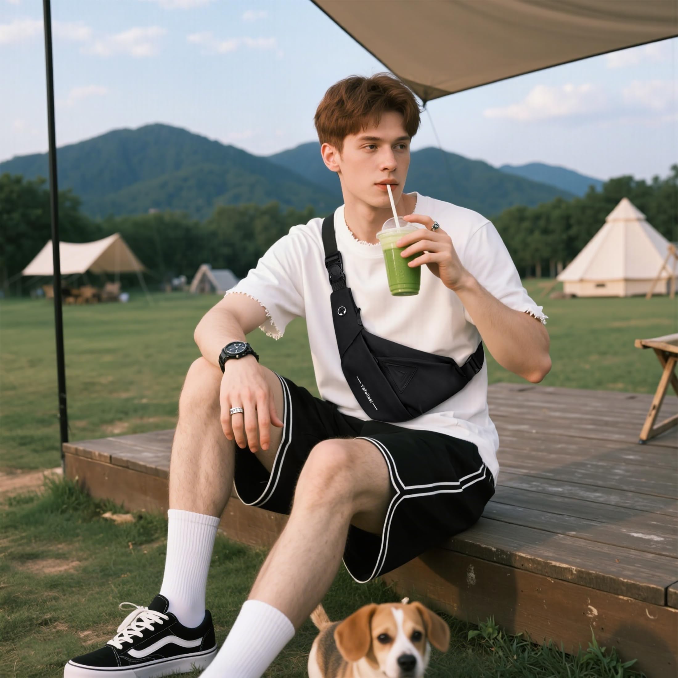 VARLIVOO Fashion męska Sling Bag Męska torba na klatkę piersiową Plecak Torby na ramię Torba na ramię Szkoła Podróże Piesze wycieczki Camping Kolarstwo Outdoor Sports Siłownia Wodoodporny poliester Plecak na ramię Czarny B
