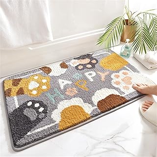 玄関マット 屋内 足ふきマット お風呂マット ネコ柄 可愛い 泥落とし しっかり おしゃれ バスマット キッチンマット 洗える 吸水 速乾 滑り止め 屋外 業務用 家庭 (happy猫爪, 50x80cm)