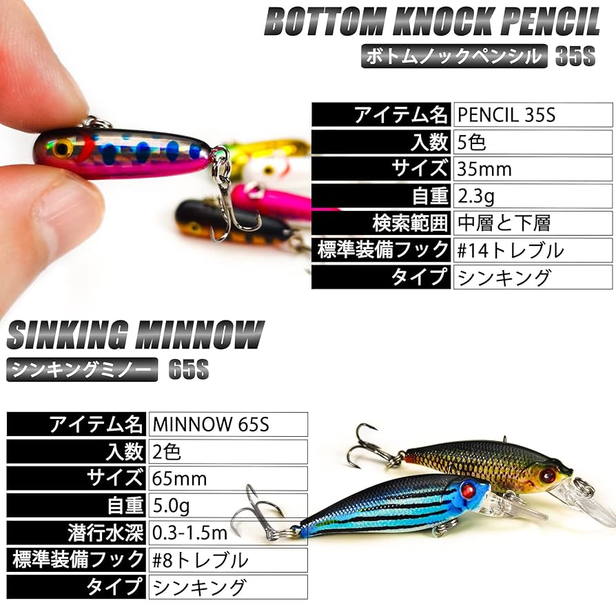 Amazon.co.jp: VMSIXVM 渓流 ルアー ミノーセット 19個 26個 34