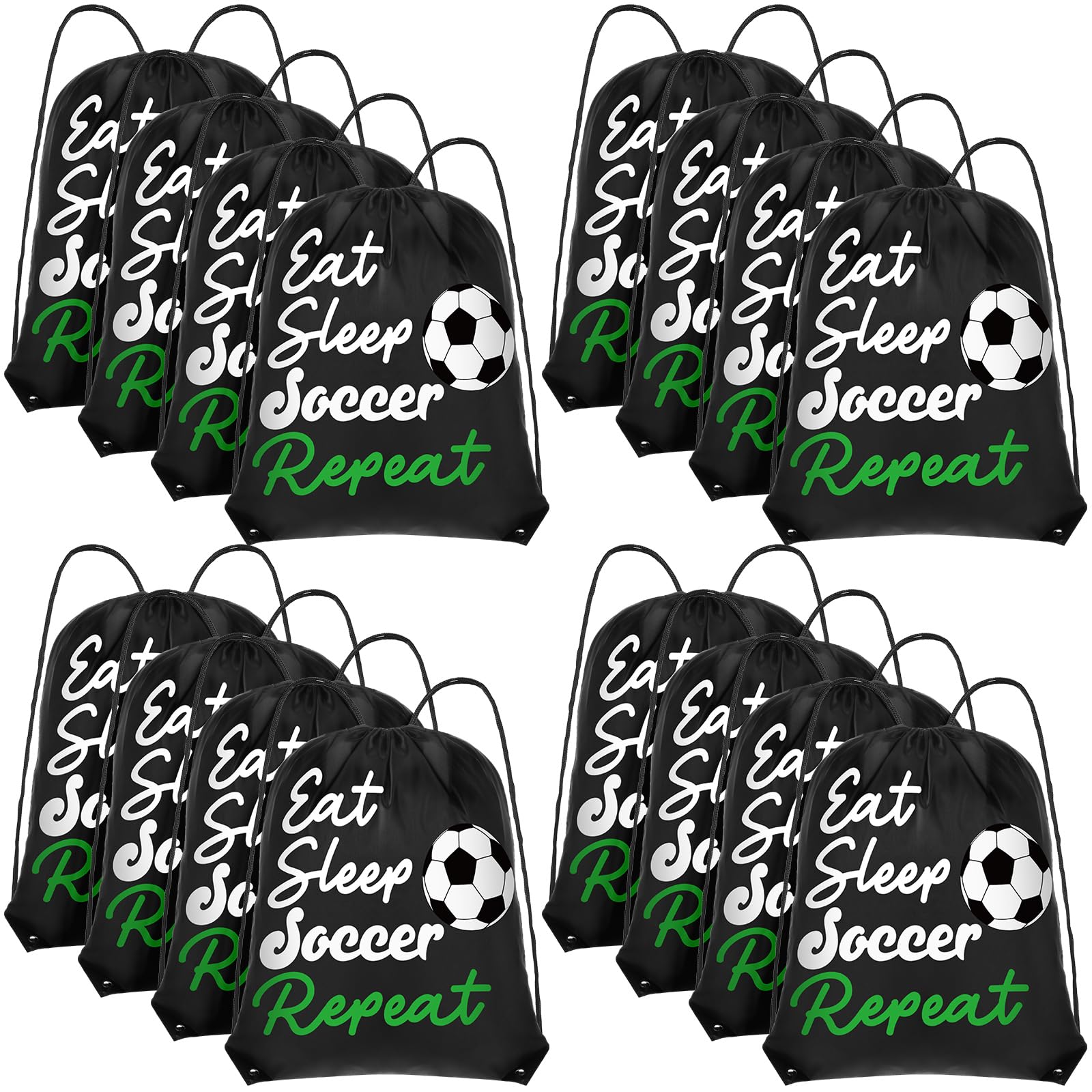 Windyun 16 Pcs Ball Drawstring Backpack Bulk Lightweight Draw String Bags Cinch Bags Drawstring Cinch Sack Tote(Soccer)