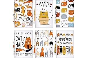 TecUnite 6 Pcs Cat Dish Towels Set, Cute Cat Tea Towels,Funny Kitchen...