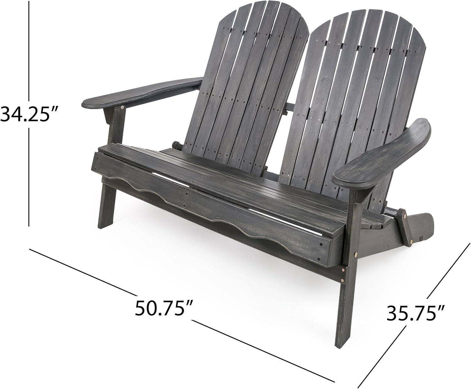 Christopher Knight Home Great Deal Furniture Muriel Outdoor Dark Grey Finish Acacia Wood Adirondack Loveseat