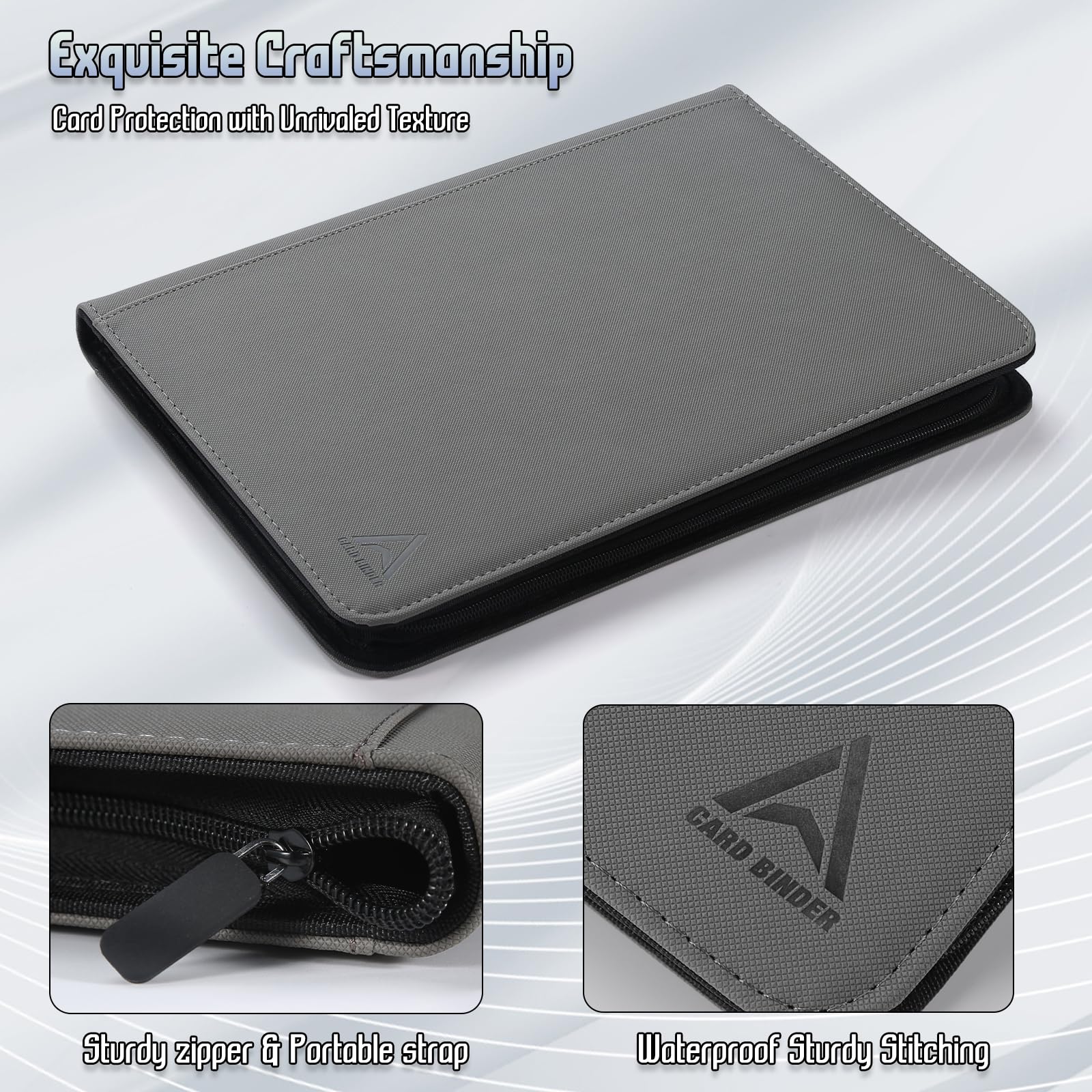 Arkeiliy Carpeta de tarjetas de 9 bolsillos, bolsillos de doble cara con 30 fundas, soporte para tarjetas coleccionables con cremallera de alta calidad, álbum de coleccionista con capacidad para 540
