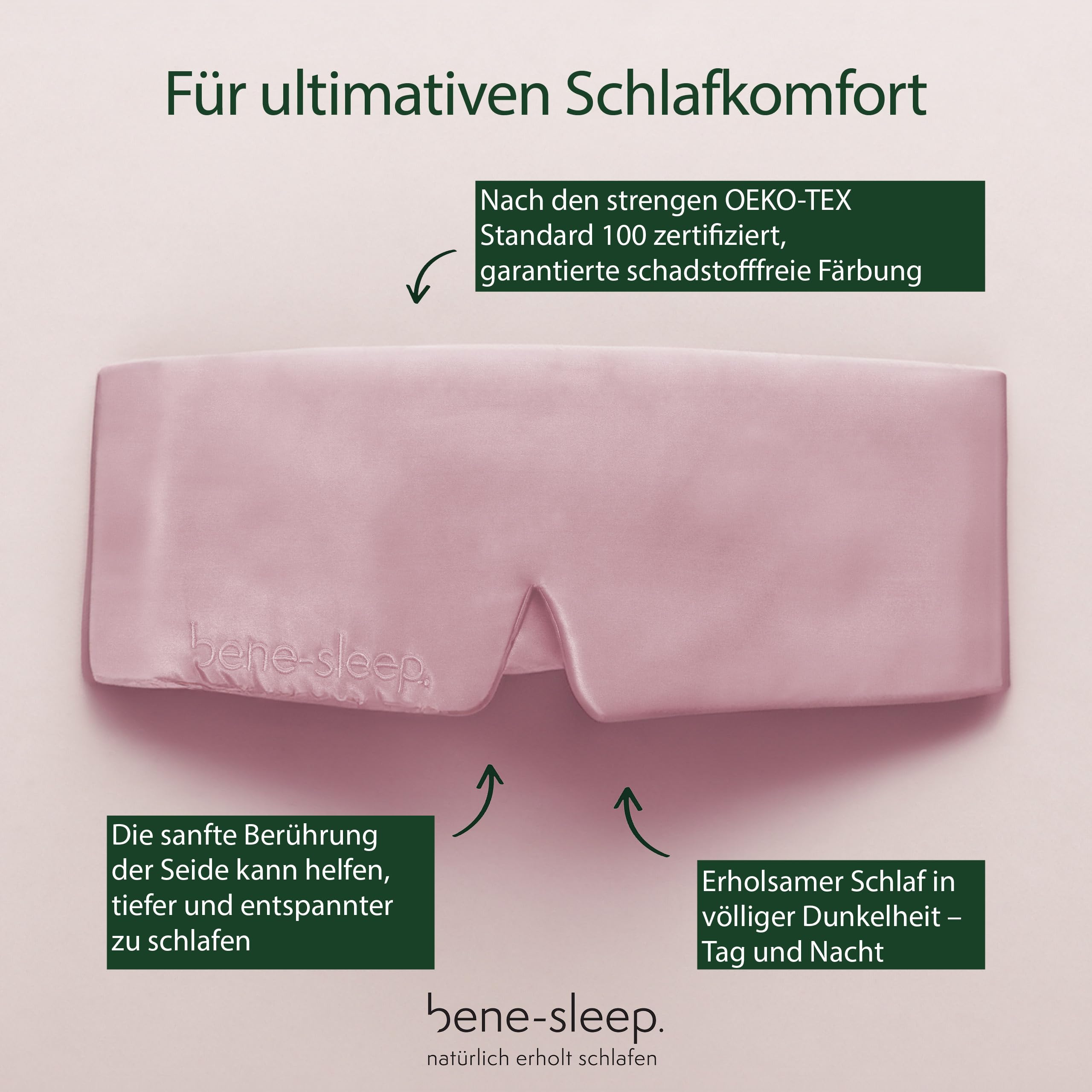 Antifaz para dormir de seda premium, 100 % opaco, acolchado suave, agradable para la piel para un sueño reparador, para un sueño REM más largo y dormir más rápido (rosa)
