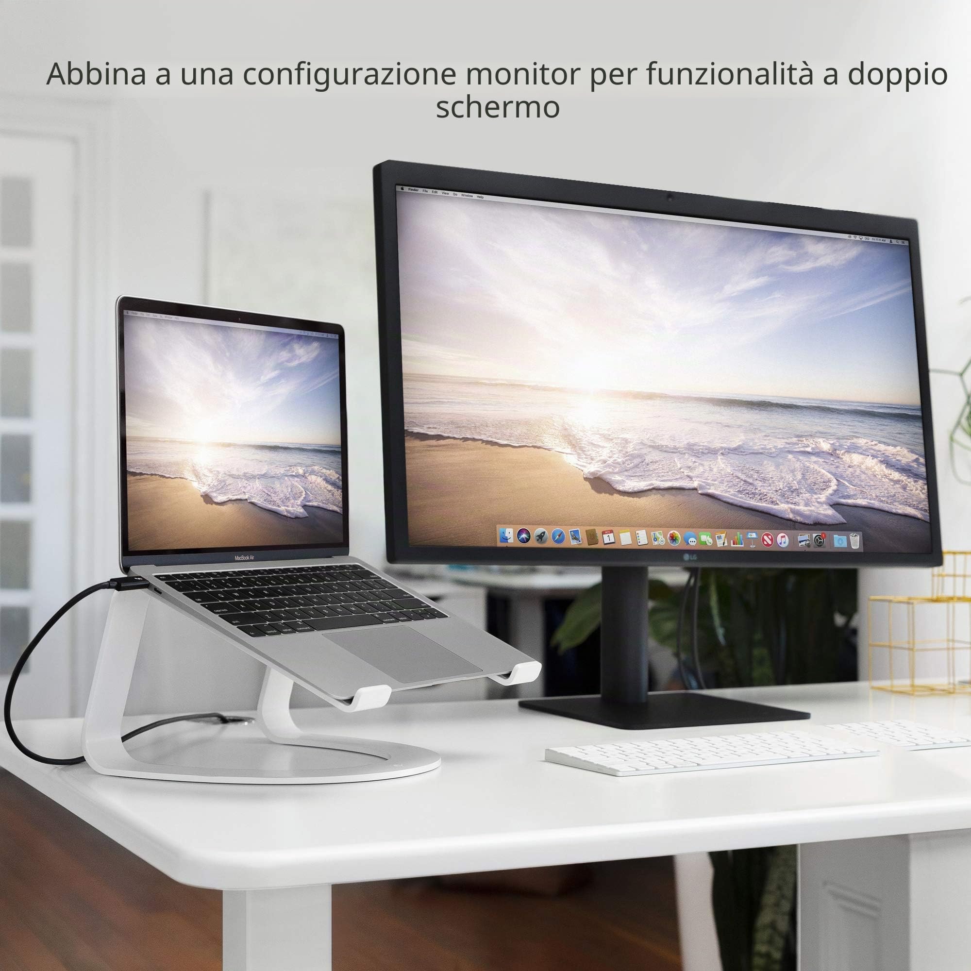 TwelveSouth Curve - Supporto ergonomico per MacBook e computer portatili, per casa o ufficio bianco