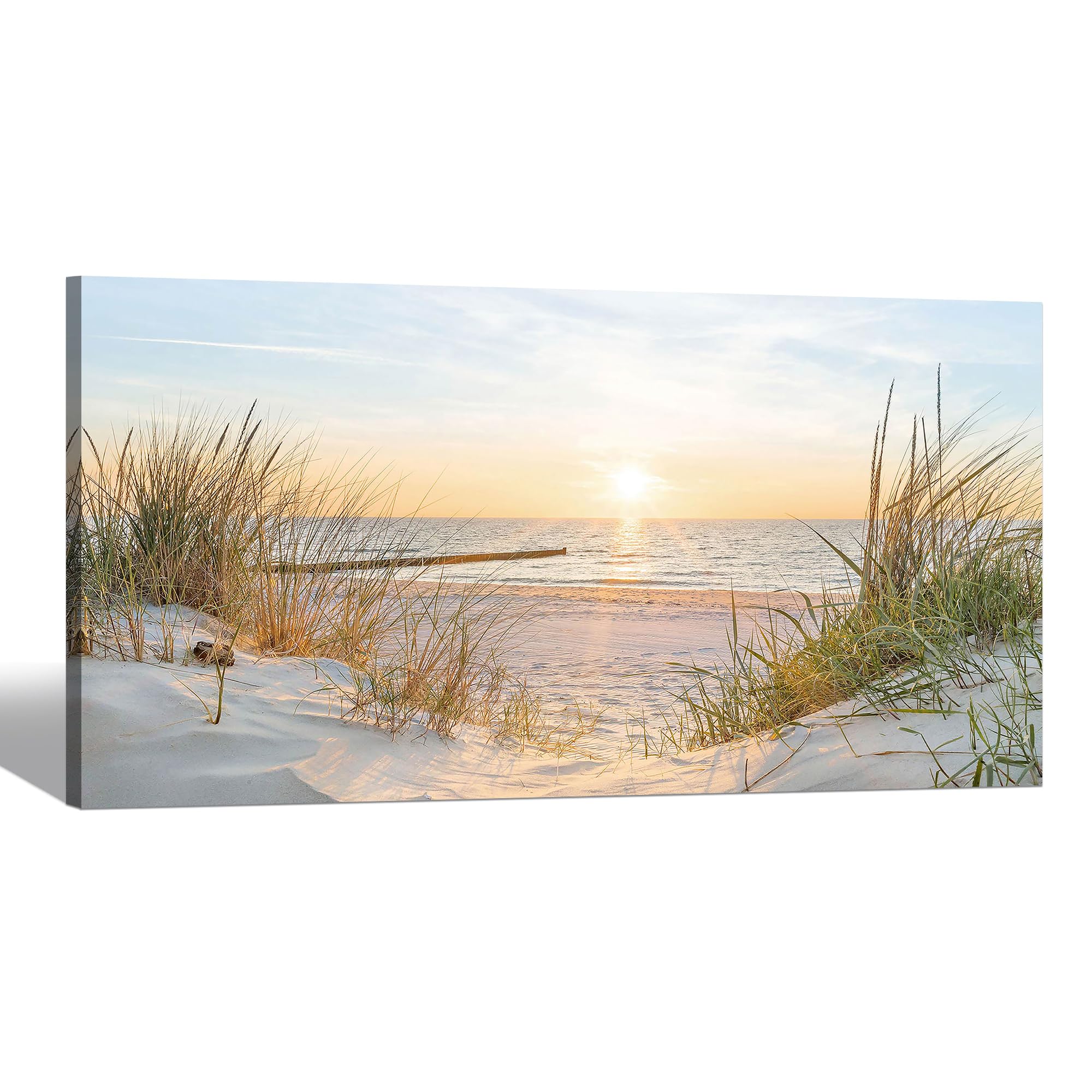 Coastal Canvas Wall Art Decor: Beach Sunset Scenes Picture Sea Ocean ...