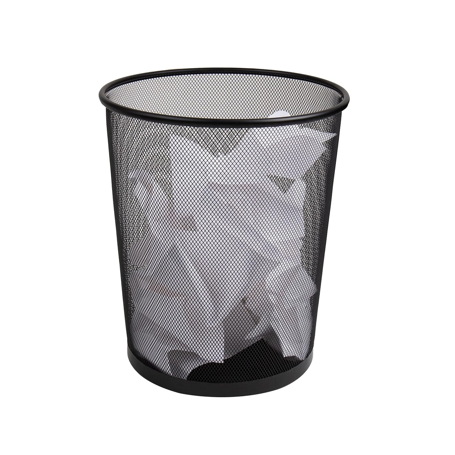 CLIXERA Mesh Trash Can, Waste Paper Basket, Round, Office, Metal Mesh, 11.5" L x 11.5" W x 13.75" H, Black (Pack Of - 1, Black)-picture-11