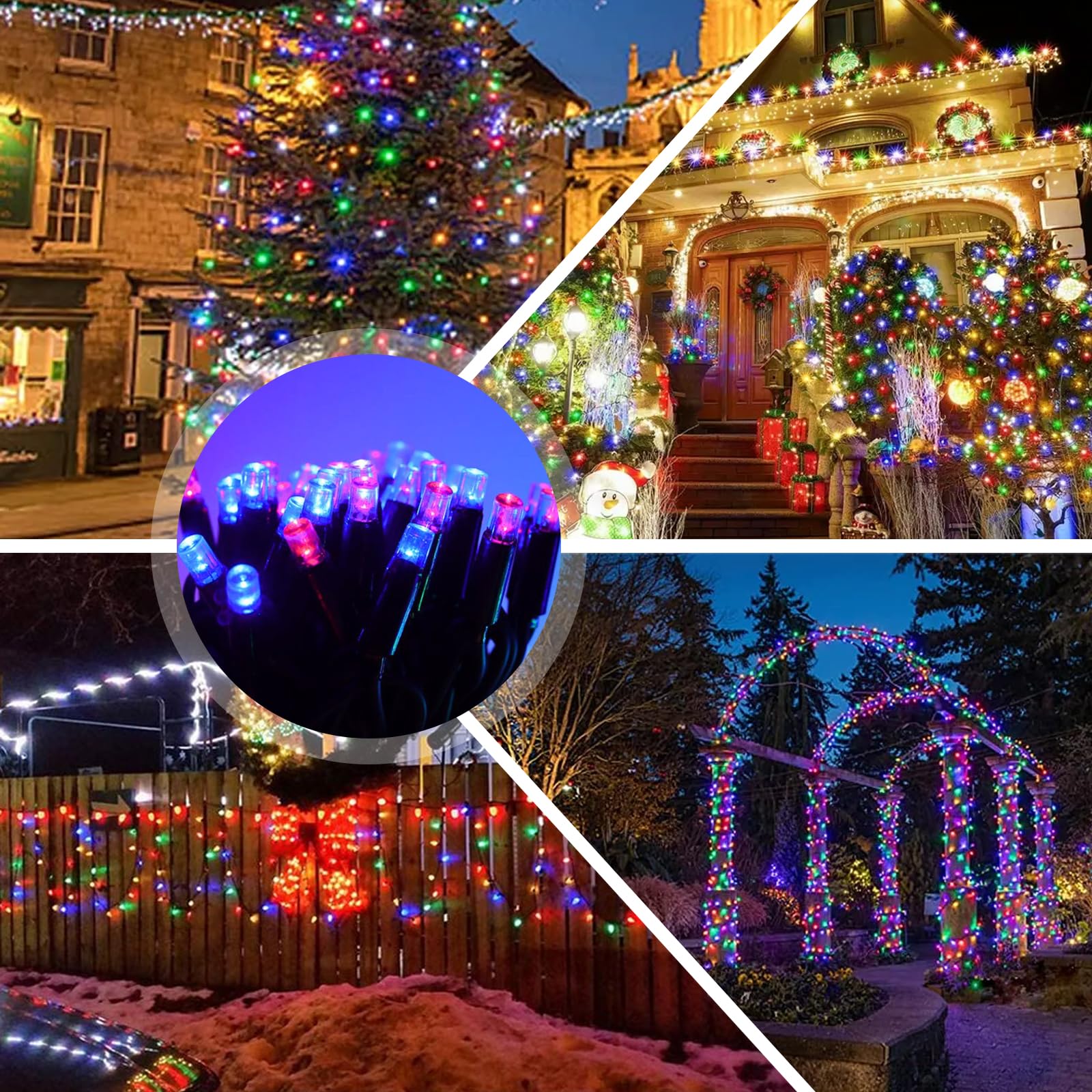 2 luci LED da 10 m, per esterni, catena di luci per albero di Natale, catena luminosa con timer a batteria, 100 LED, 8 modalità, IP67, catena luminosa per esterni e interni, ideali per Natale