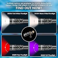 Vista 9 de ORCATORCH D530V 1200 lúmenes de luz de video subacuática, linterna de buceo de haz súper ancho de 120°, 2 modos con rótula ZJ18, IP68 impermeable