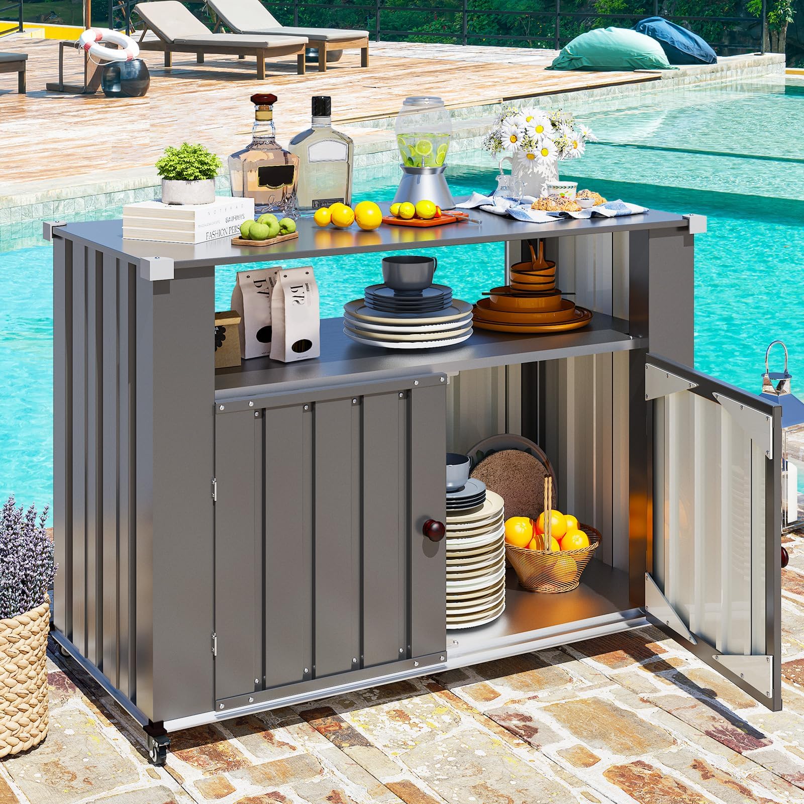 Amazon.com : AECOJOY Outdoor Grill Table with Storage Cabinet