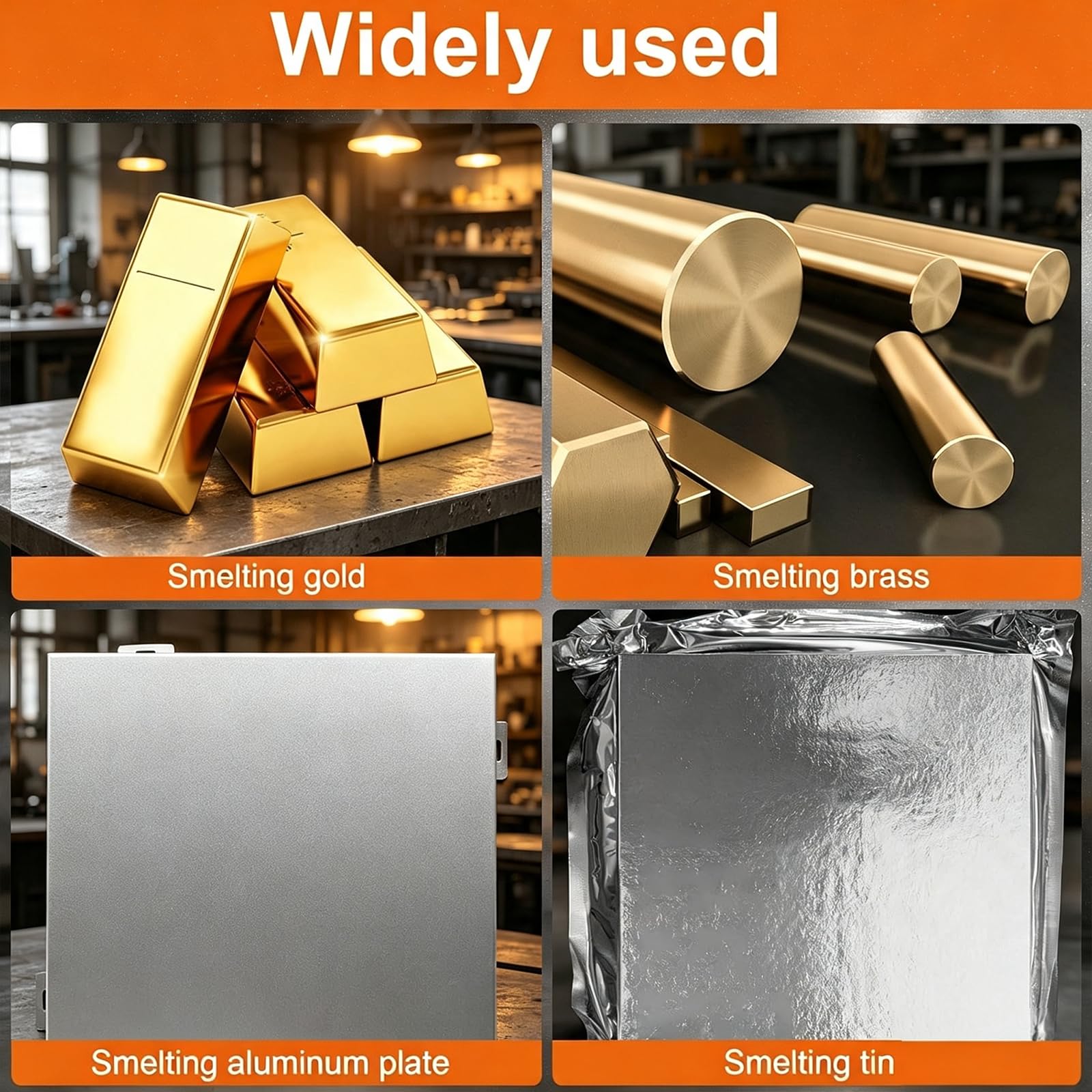 Piecyk do topienia złota, automatyczna maszyna do wytopu 2000W | Elektryczny piec do topienia o pojemności 1/2/3 kg do 1150°C do przetwarzania złota, srebra i miedzi(Orange,2kg)