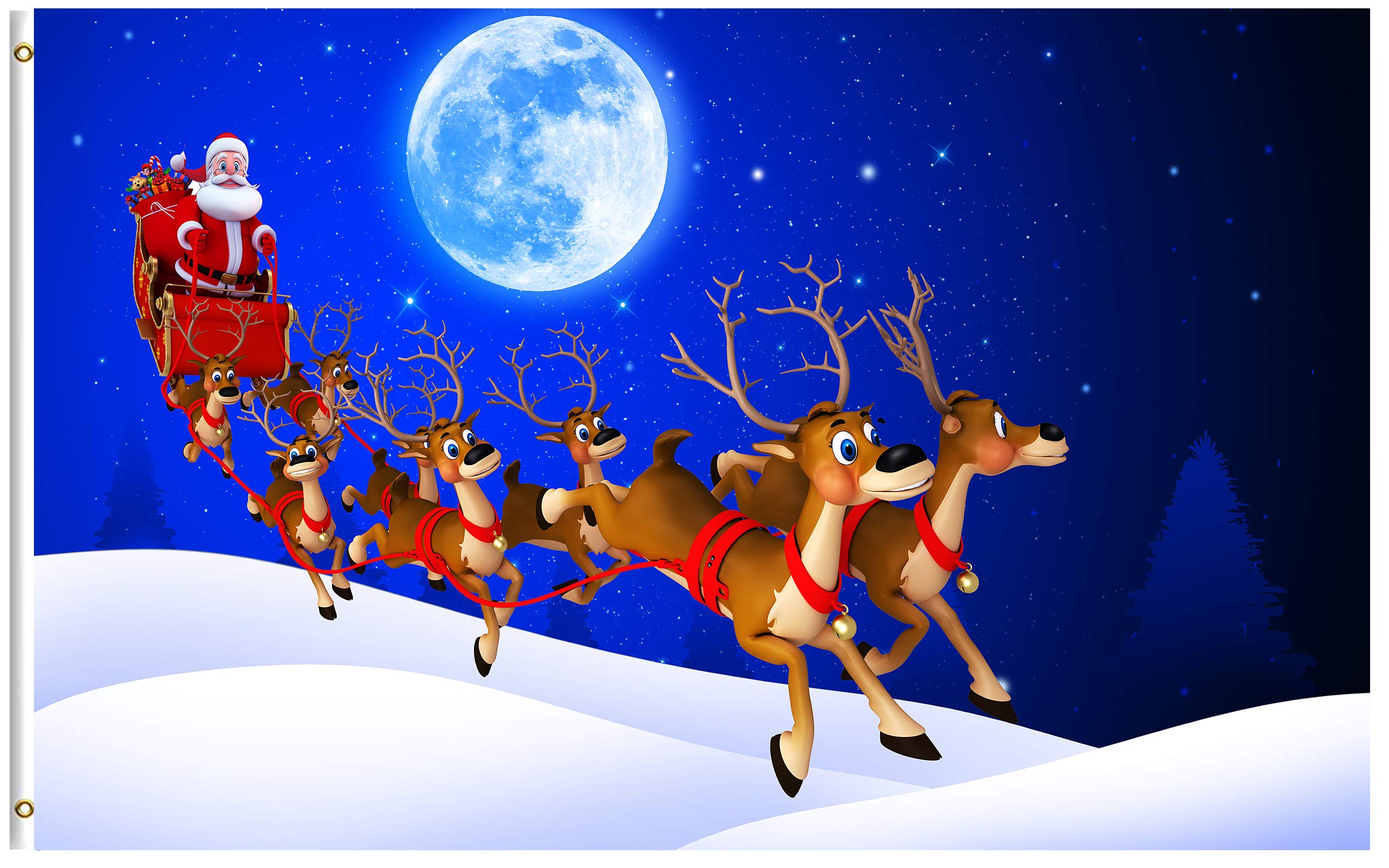 Santa Sleigh And Reindeer Moon