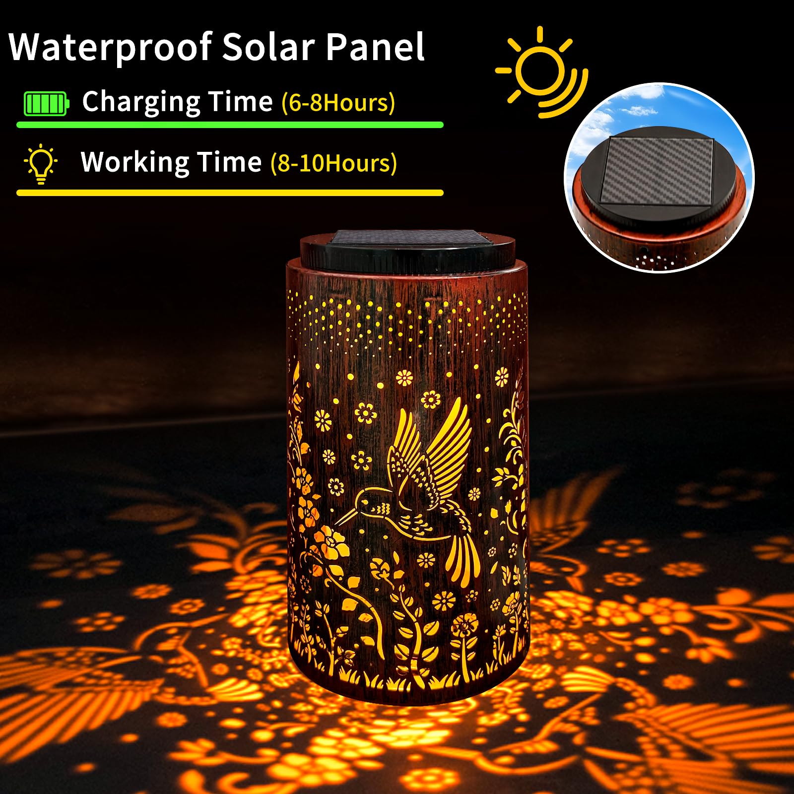 SHEDALED Solar Lanterns Outdoor 2Pack, Upgraded Amber & White Light Modes Adjustable - Image 4