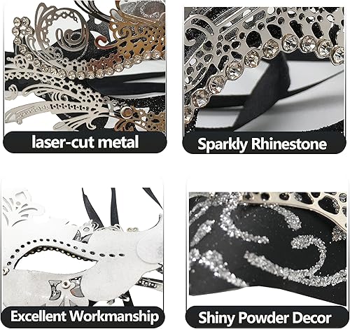 Miniatura 2 de Geek-M Máscaras de metal para mujereshombres, máscara veneciana de Halloween, máscara de Mardi Gras