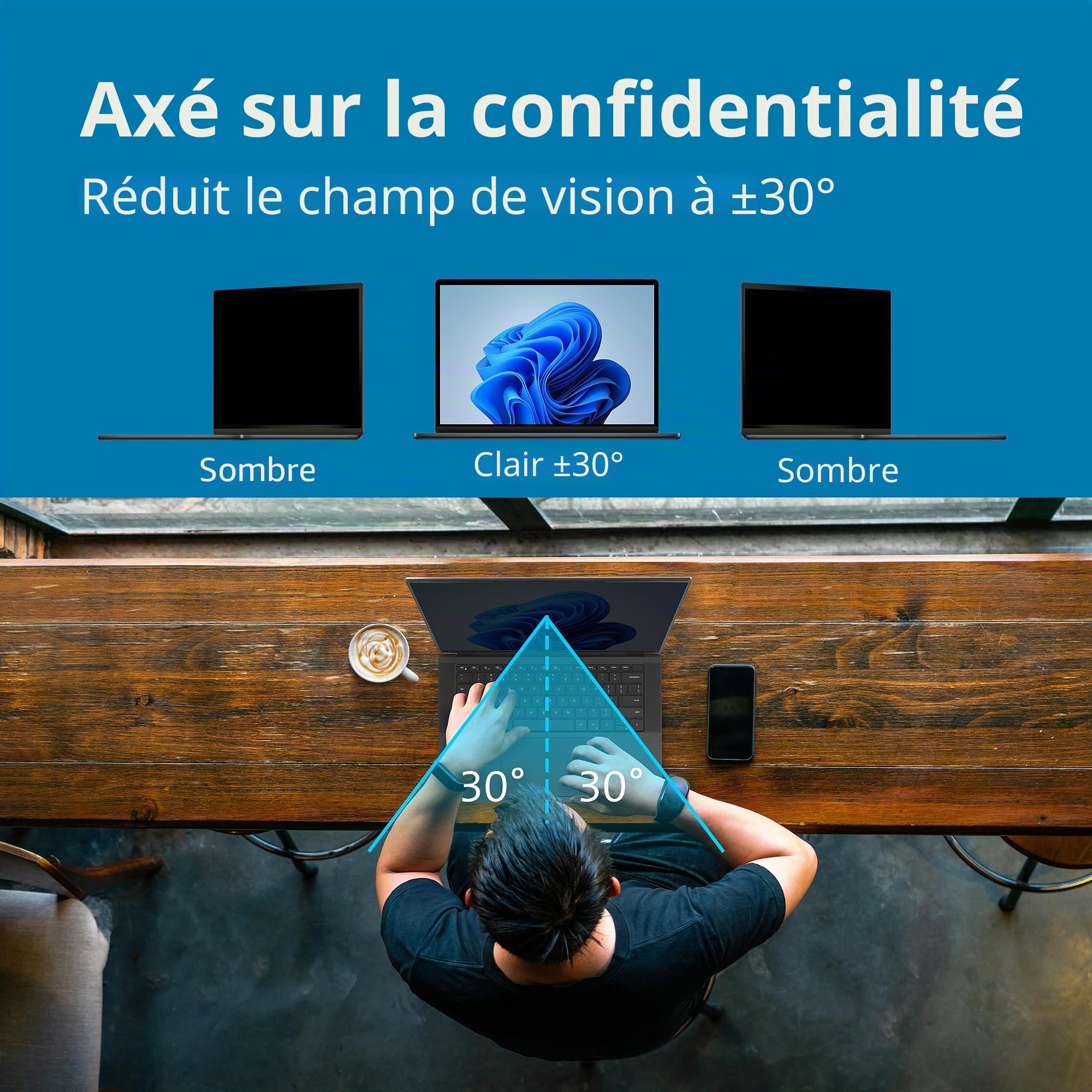 Kensington filtre de confidentialité magnétique MagPro pour écran 14'' (16:10), anti-reflets, anti lumière bleue, compatible avec les PC portables Lenovo ThinkPad, HP, Dell, K55254WW