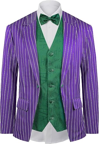 Mens Novelty Fake 2-Piece Blazer Suit Jacket Costume with Bowtie