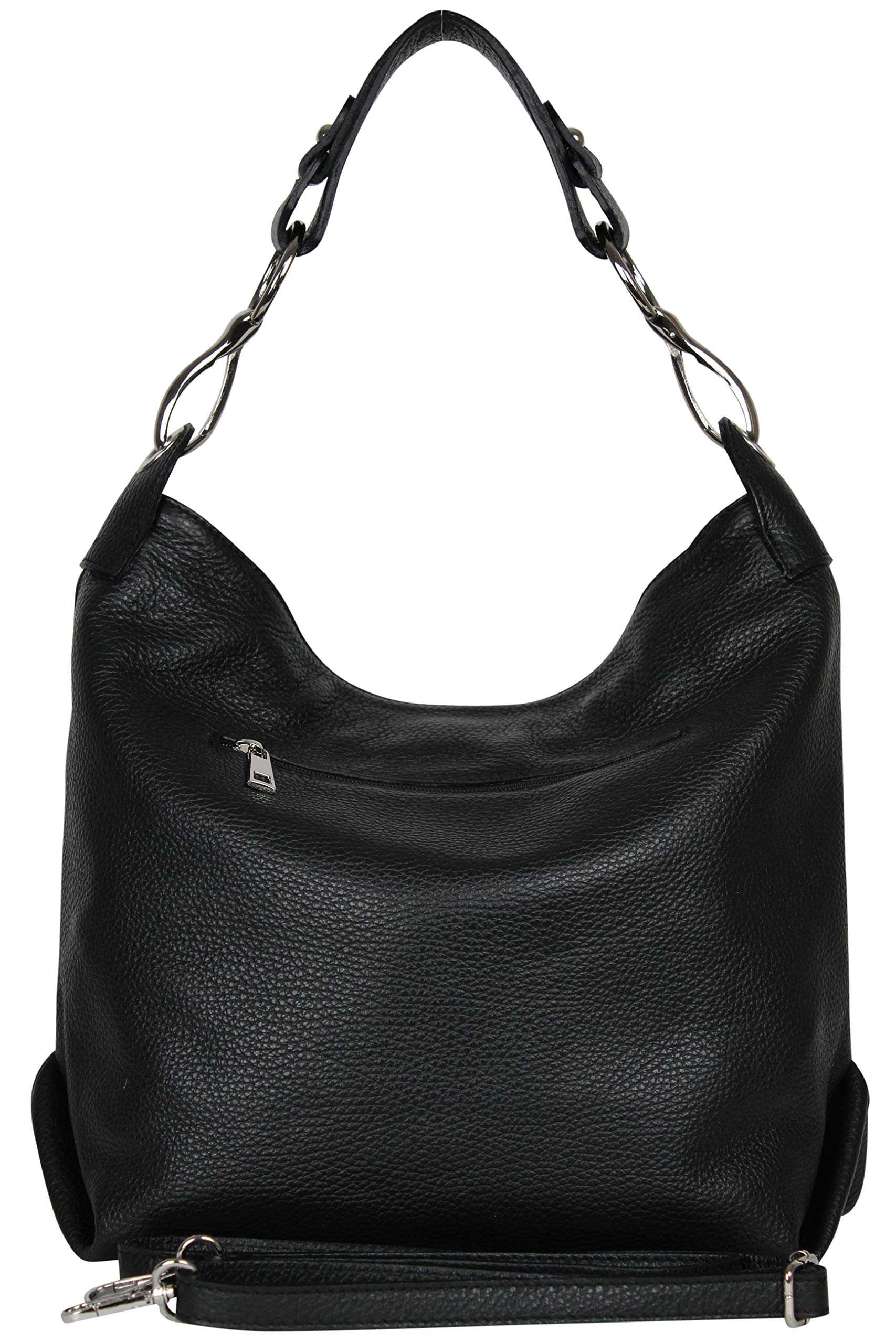 AMBRA Moda GL033 - Borsa a spalla da donna in vera pelle italiana, borsa a tracolla, borsa a mano da donna