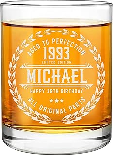 30th Birthday Gifts for Men - Personalized Whiskey Glass - Old Fashioned Funny Novelty 30 Year Old Man Gift Ideas - 30th Decorations for Dad, Husband, Friend - 30th Birthday Present for Him 1993 Gift