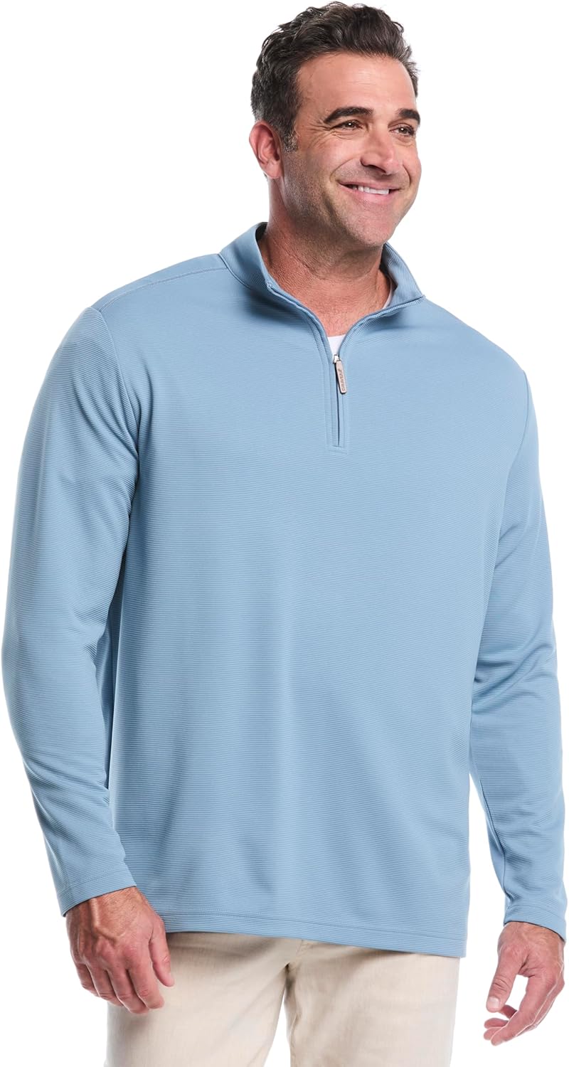 Cubavera mens Big & Tall 1/4 Zip Ottoman Long Sleeve Sweater