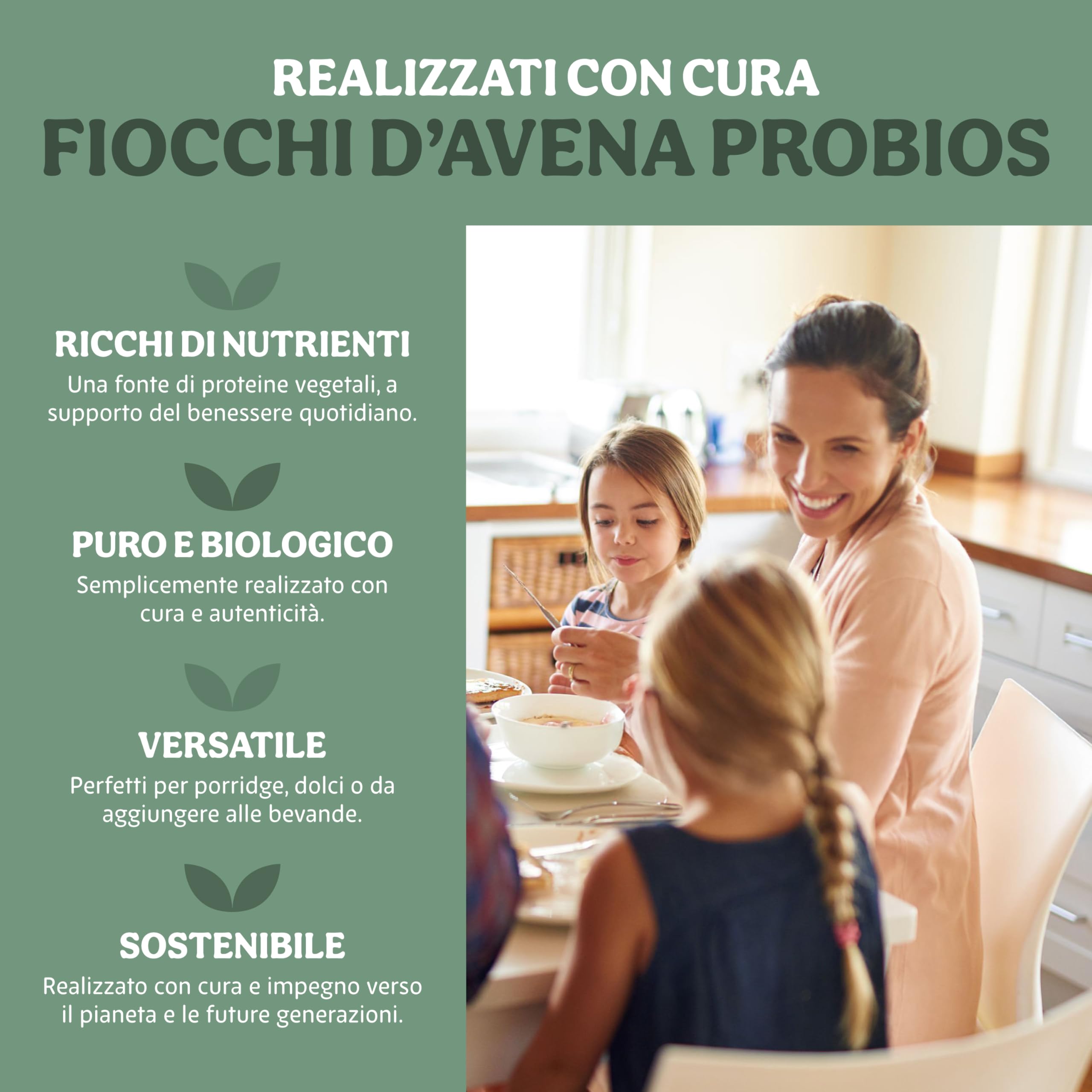 Probios Fiocchi d'Avena Integrale Mignon Biologici Senza Glutine - Avena Integrale per Porridge e Colazione - Alto Contenuto di Fibre e Proteine ​ ​​- Confezione da 6 da 500g