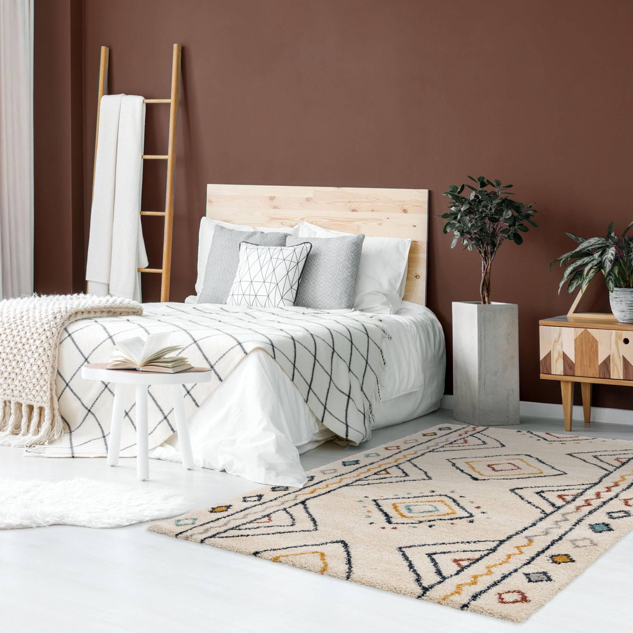 Alice's Garden sweeek - Tapis intérieur Motif berbère crème. Bleu et Orange Ralph 160x230cm