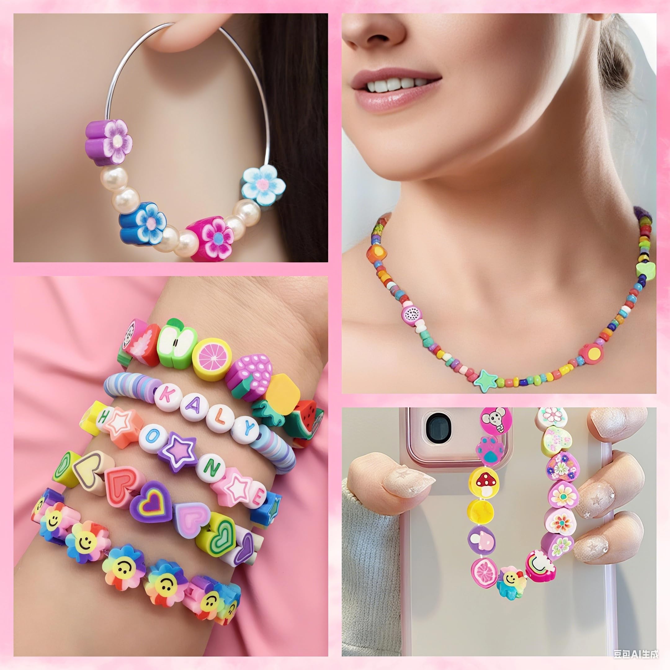 Peaceya 2300 Pezzi Perline per Braccialetti, Kit Braccialetti Fai Da Te, Set Perline Colorate Beads, Kit per Fare Orecchini