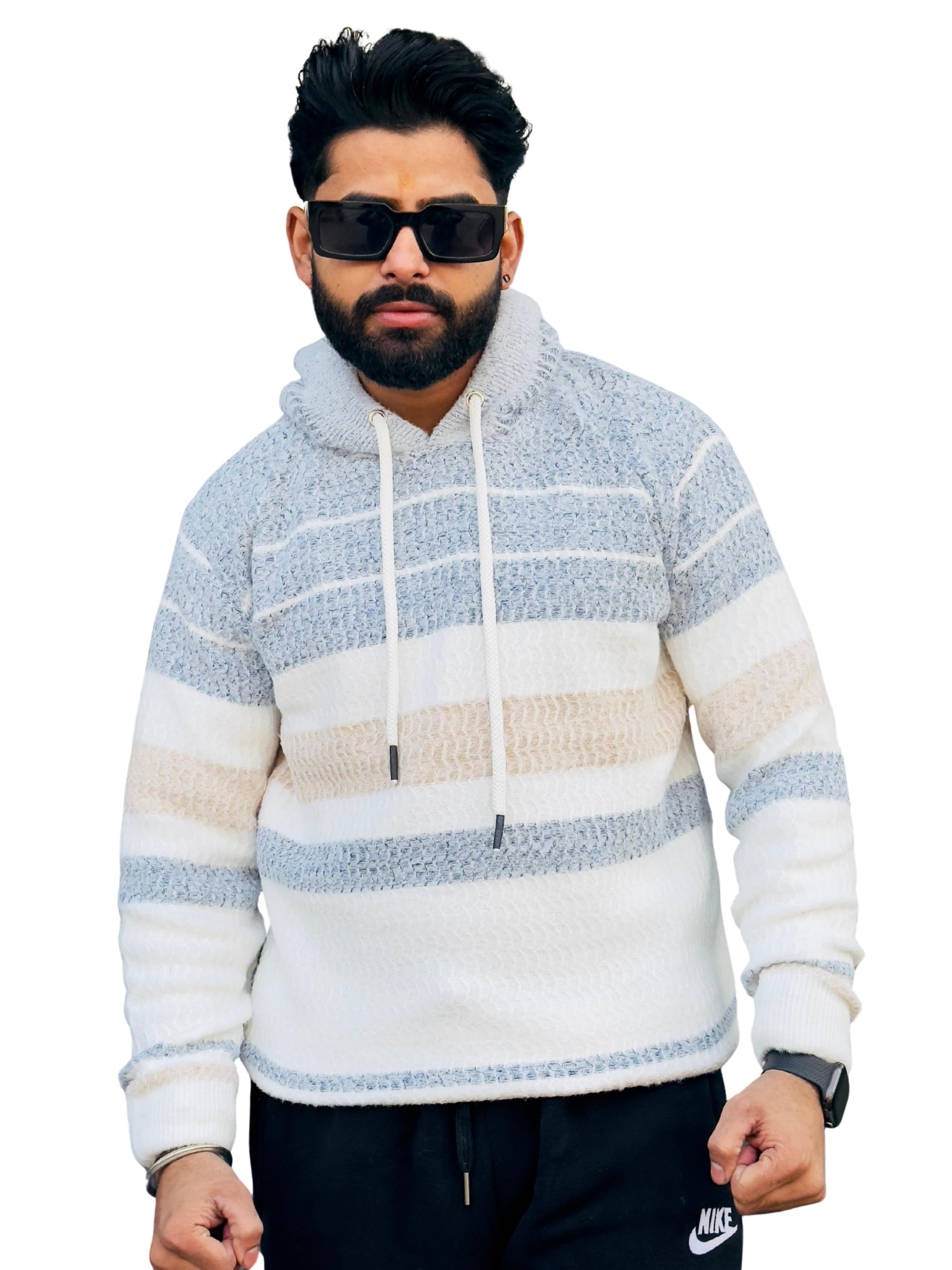 Men Winter Sweater with Hoodie, Woolen Sweater for Men Winter Wear, Office Winter Wear, Knitted,Thick Cardigan (Packof 1)-image-28