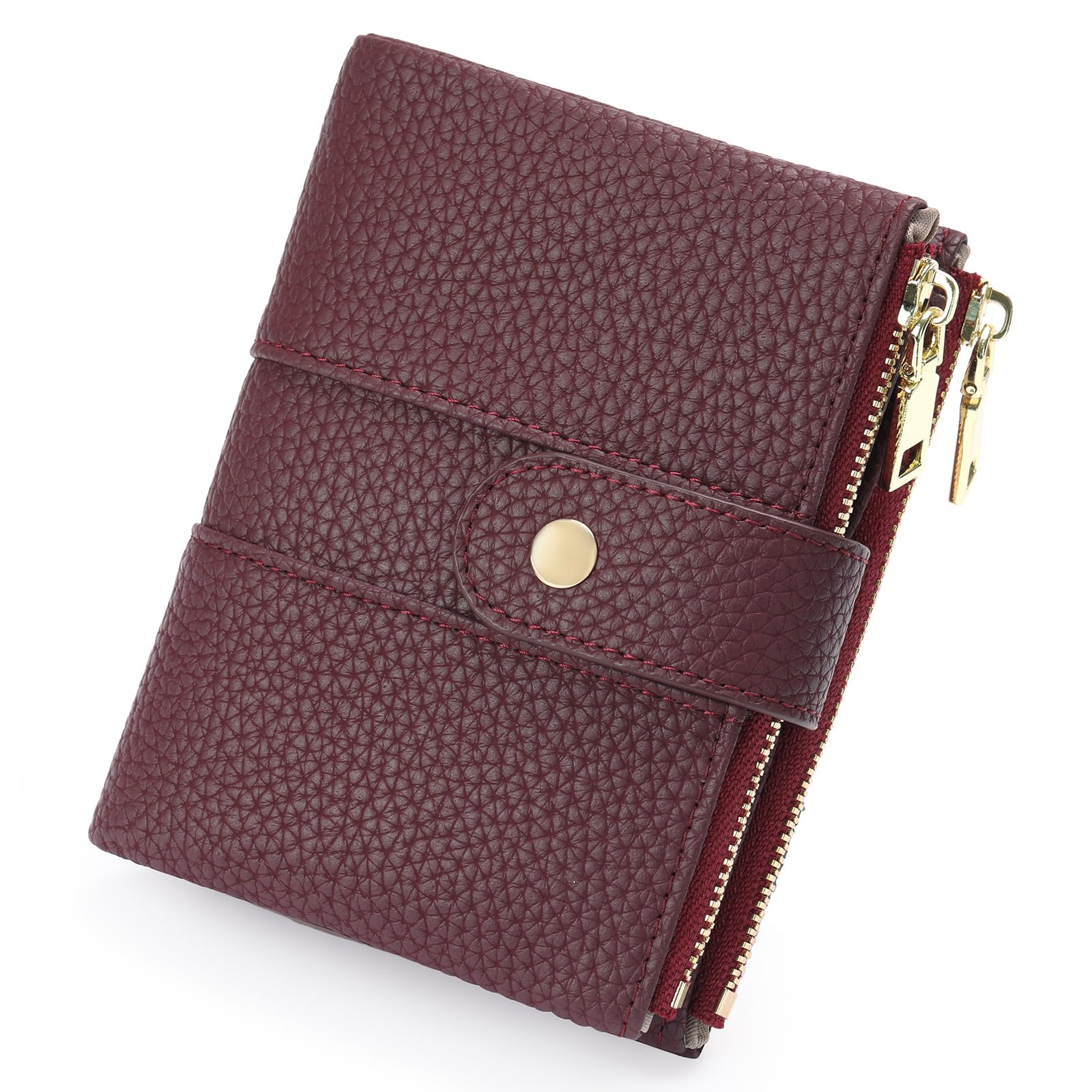 GOIACII Small Wallet for Women with Double Zipper Pocket RFID Blocking Ladies Wallet Leather