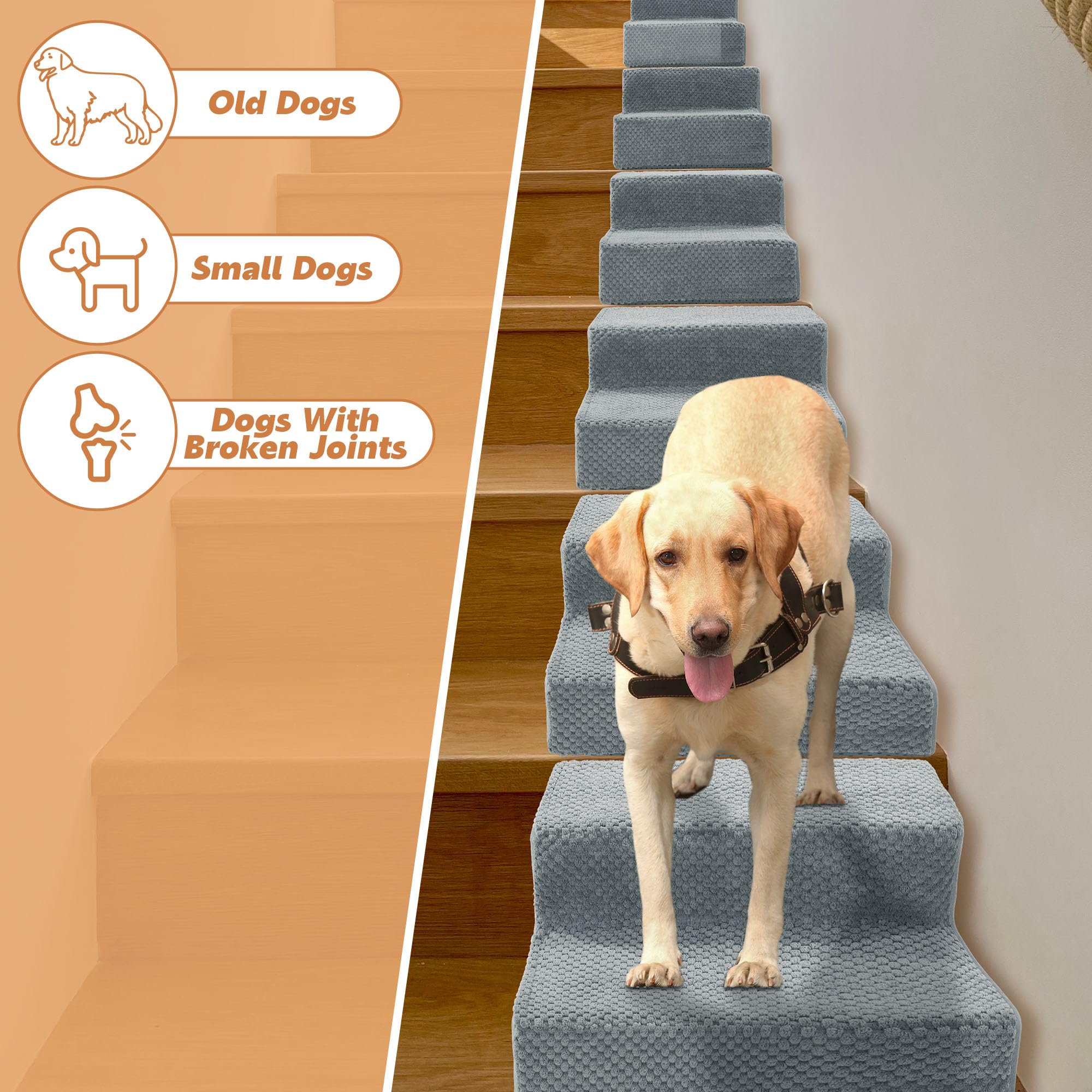 Snapklik.com : 2-Step Dog Ramp For Stairs, High Density Foam Dog Stairs ...