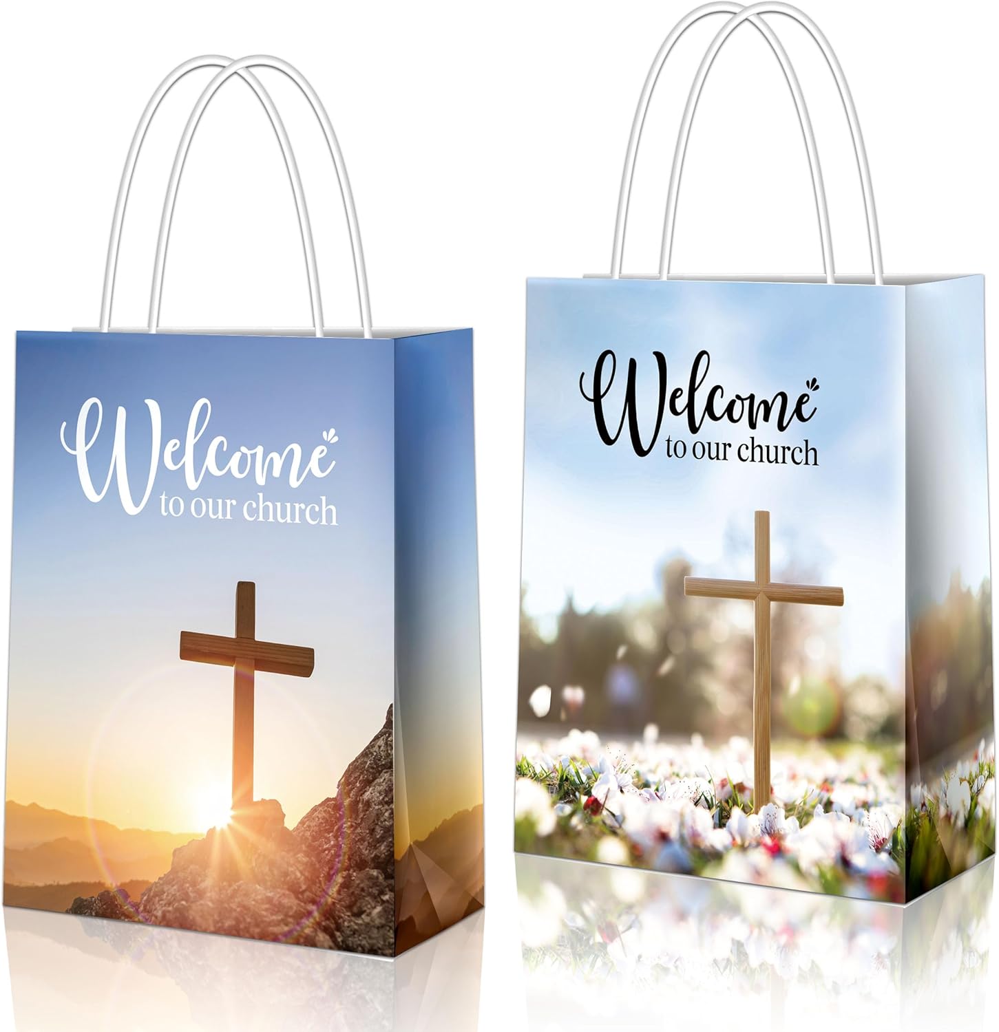 YHNTGB 12Pcs Church welcome bags with handles Welcome to our church gift bags Religious gift bags for Church Guest Baptism Bulk Hotel Birthday Church Theme Party Supplies 5.9 x 3.15 x 8.27inch 2 types YHNTGB 12Pcs Church welcome bags with handles Welcome to our church gift bags Religious gift bags for Church Guest Baptism Bulk Hotel Birthday Church Theme Party Supplies 5.9 x 3.15 x 8.27inch 2 types