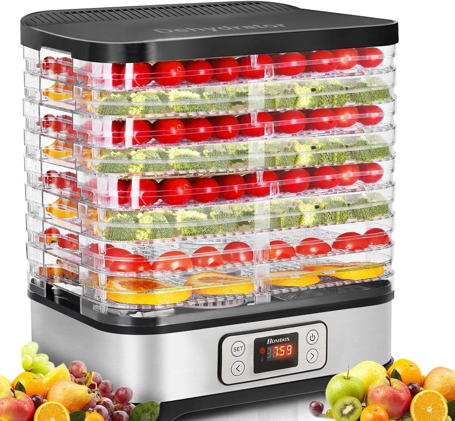 Food Dehydrator, Dehydrator for Food and Jerky, Fruits, Herbs, Veggies, Temperature Control Electric Food Dryer Machine, 8 BPA-Free Trays Dishwasher Safe, 400W-picture-31