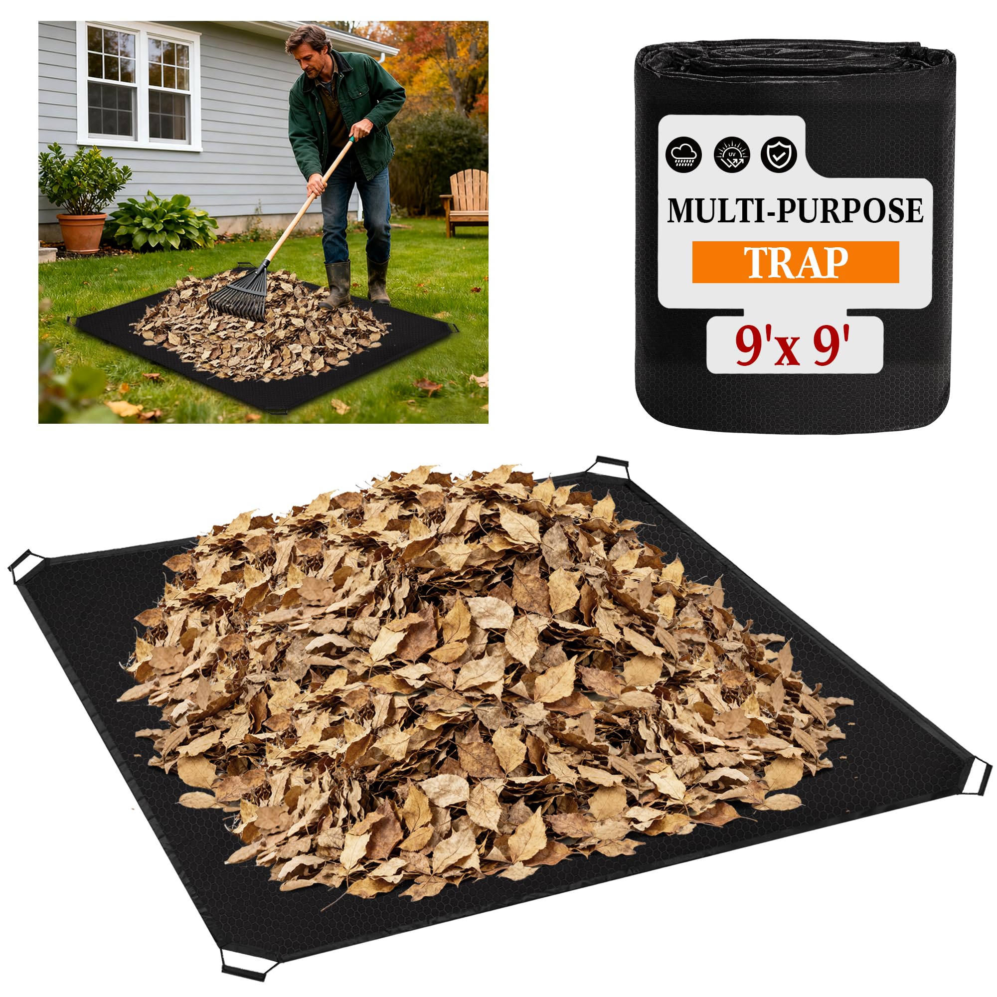 Yard Waste Tarp, Heavy Duty Garden Leaf Tarp, Reusable Lawn Garden