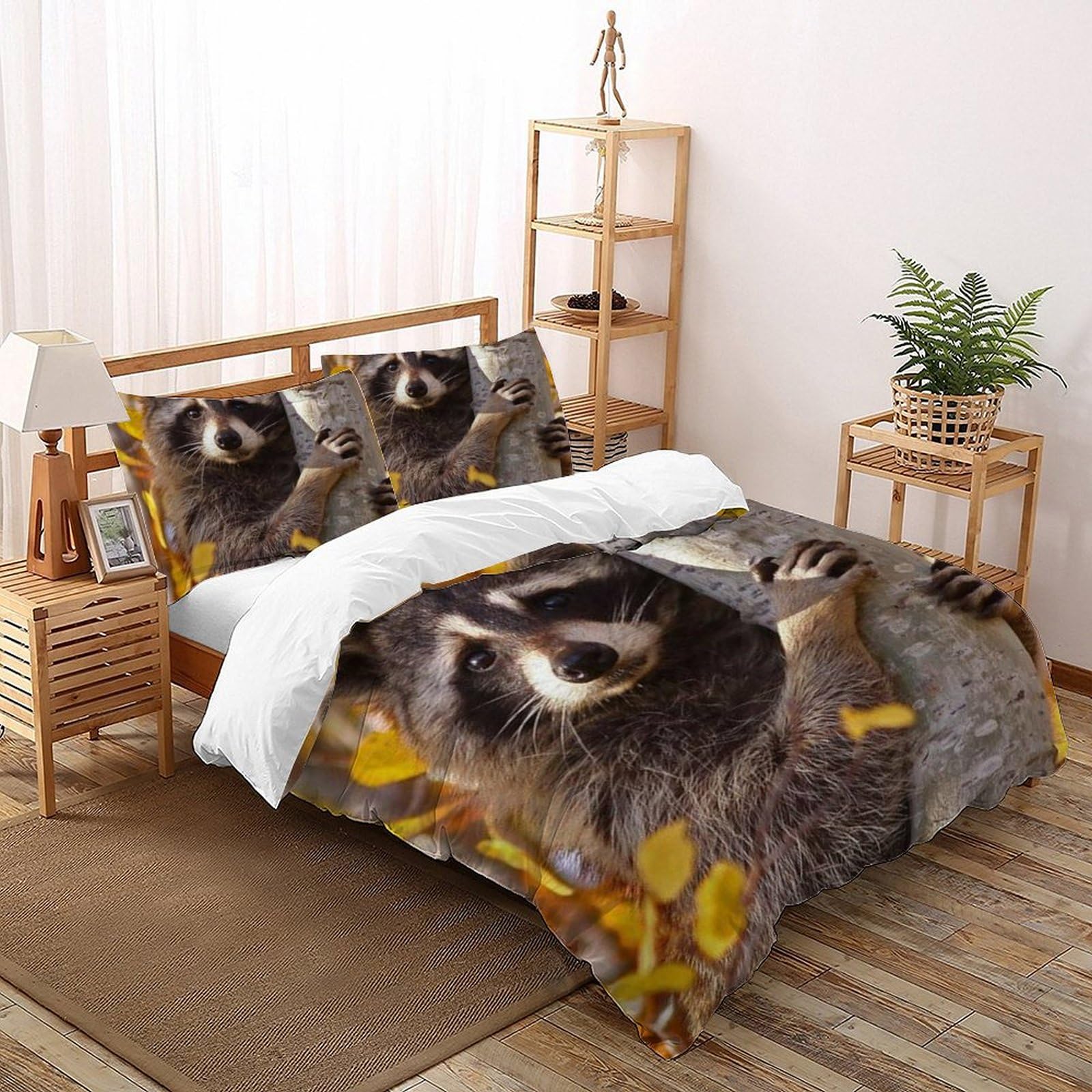 Housse de couette double raton laveur fermeture éclair microfibre