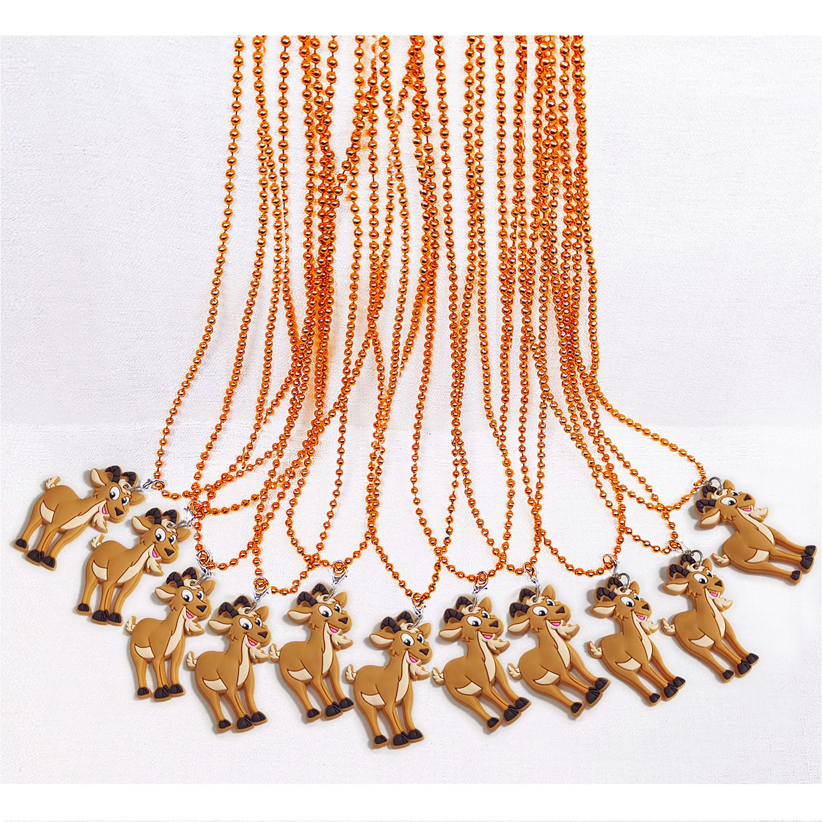 24 Pack Goat Necklace Party Favors for Animal Baby Shower, Barnyard Themed Party, School Carnival Rewards, Photography Props, Home Decorations, Classroom Prize