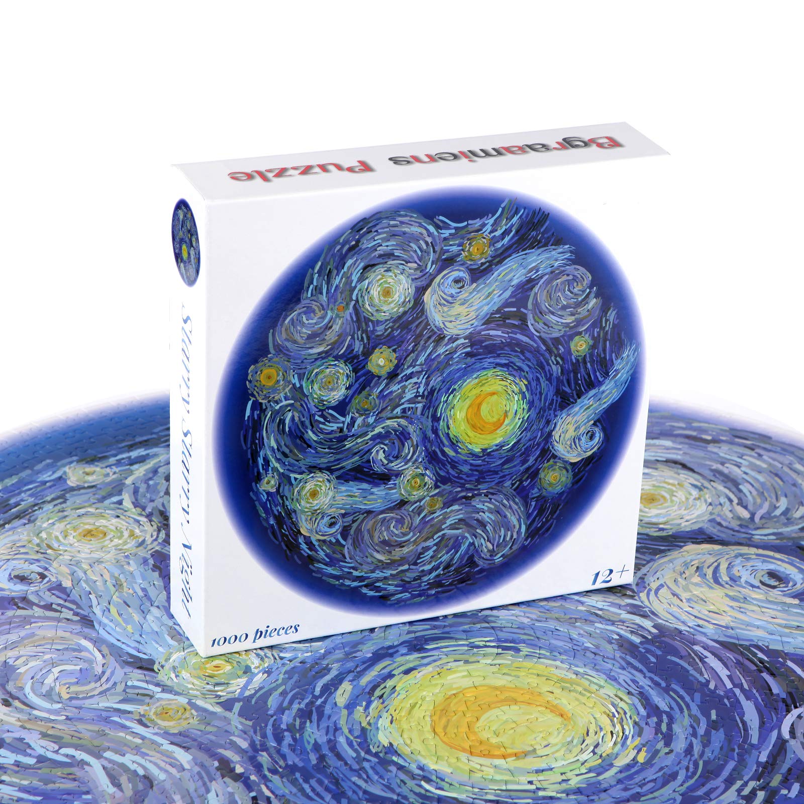  Bgraamiens Puzzle-Starry Starry Night-1000 Pieces Creative  Round Blue Board Jigsaw Puzzles Inspired by Van Gogh : Toys & Games