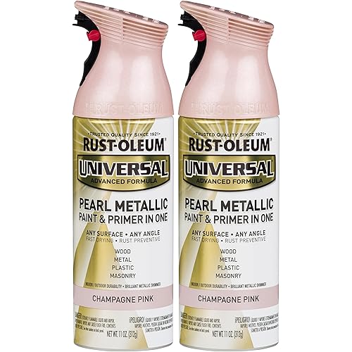 Rust-Oleum 301537 Universal All Surface Pearl Metallic Spray Paint, 11 oz, Champagne Pink (Pack of 2)