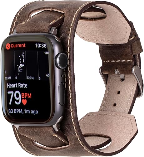 Miniatura 9 de Cuff Watch Band Compatible with Apple 41mm for men & women, Handmade Genuine Leather, Compatible with iWatch Series 7 6 5 4 3 2 1 SE, Wrist Bracelet