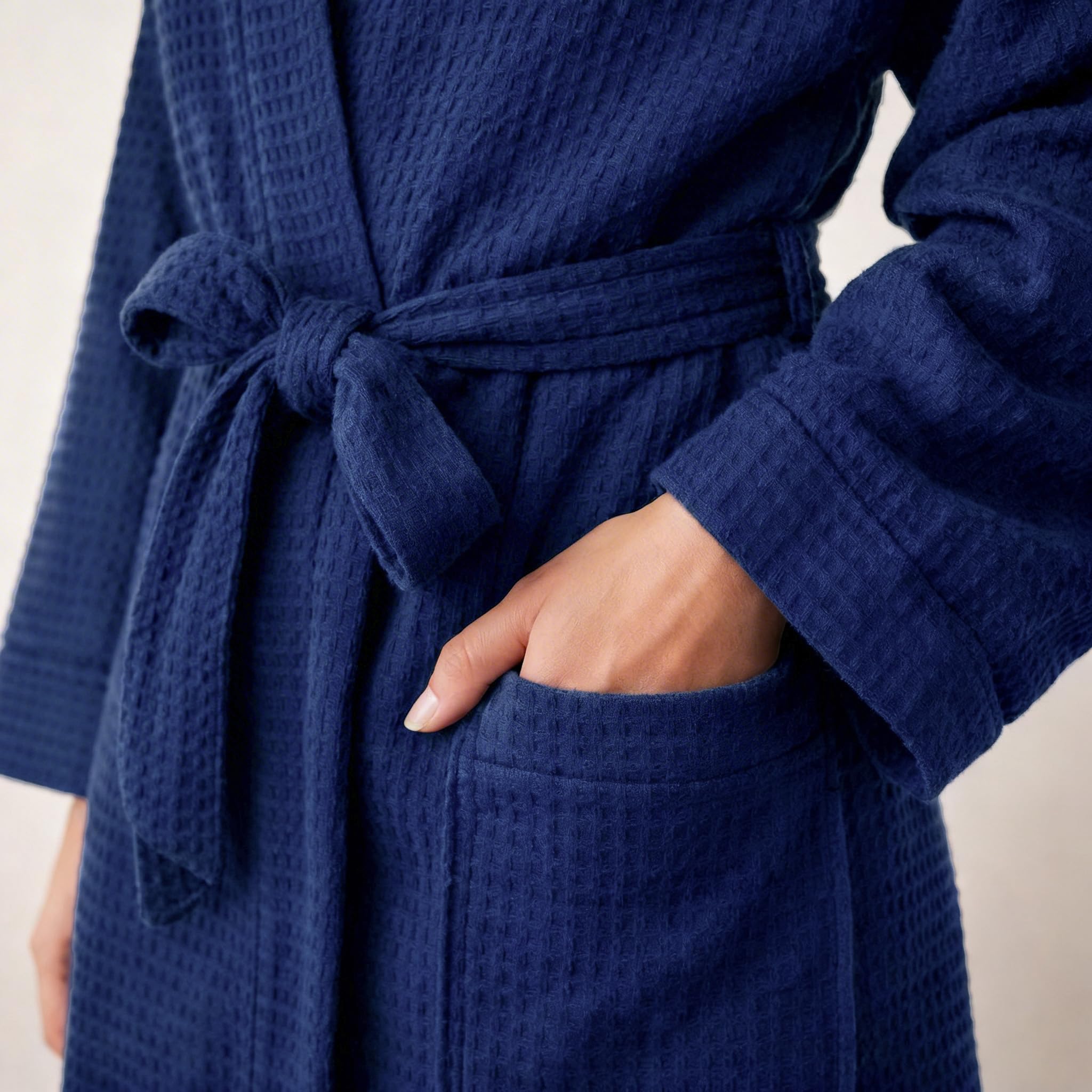 Brandsseller Peignoir de Bain Femmes & Hommes Piqué Coton Nid d'Abeille Peignoir léger Unisexe