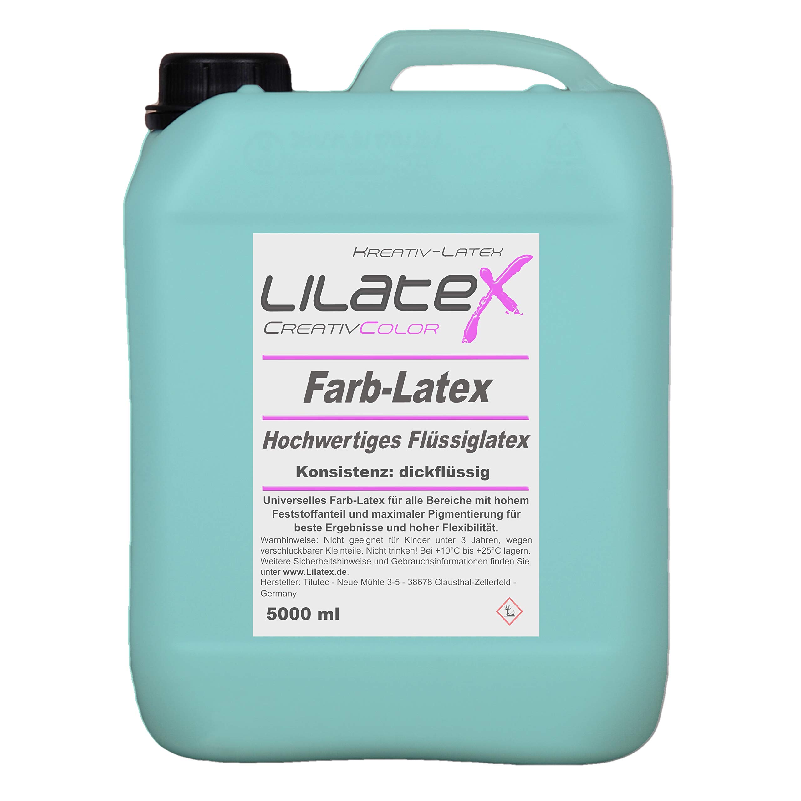 5 Liter Lilatex farbiges Flüssiglatex/Farblatex/Latexmilch - dickflüssiges Naturlatex in MINT