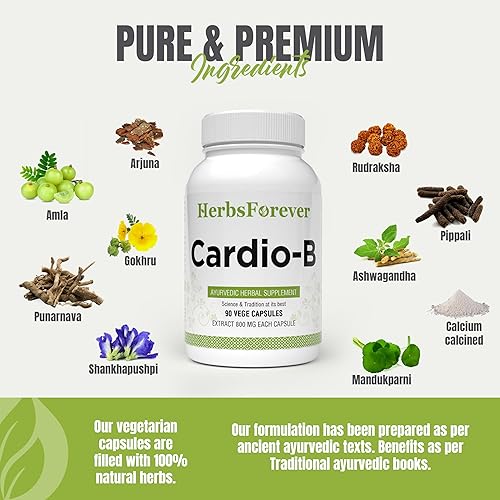 Miniatura 5 de Herbsforever Suplemento herbario ayurvédico Cardio-B 90 cápsulas vegetales 800 mg cada una