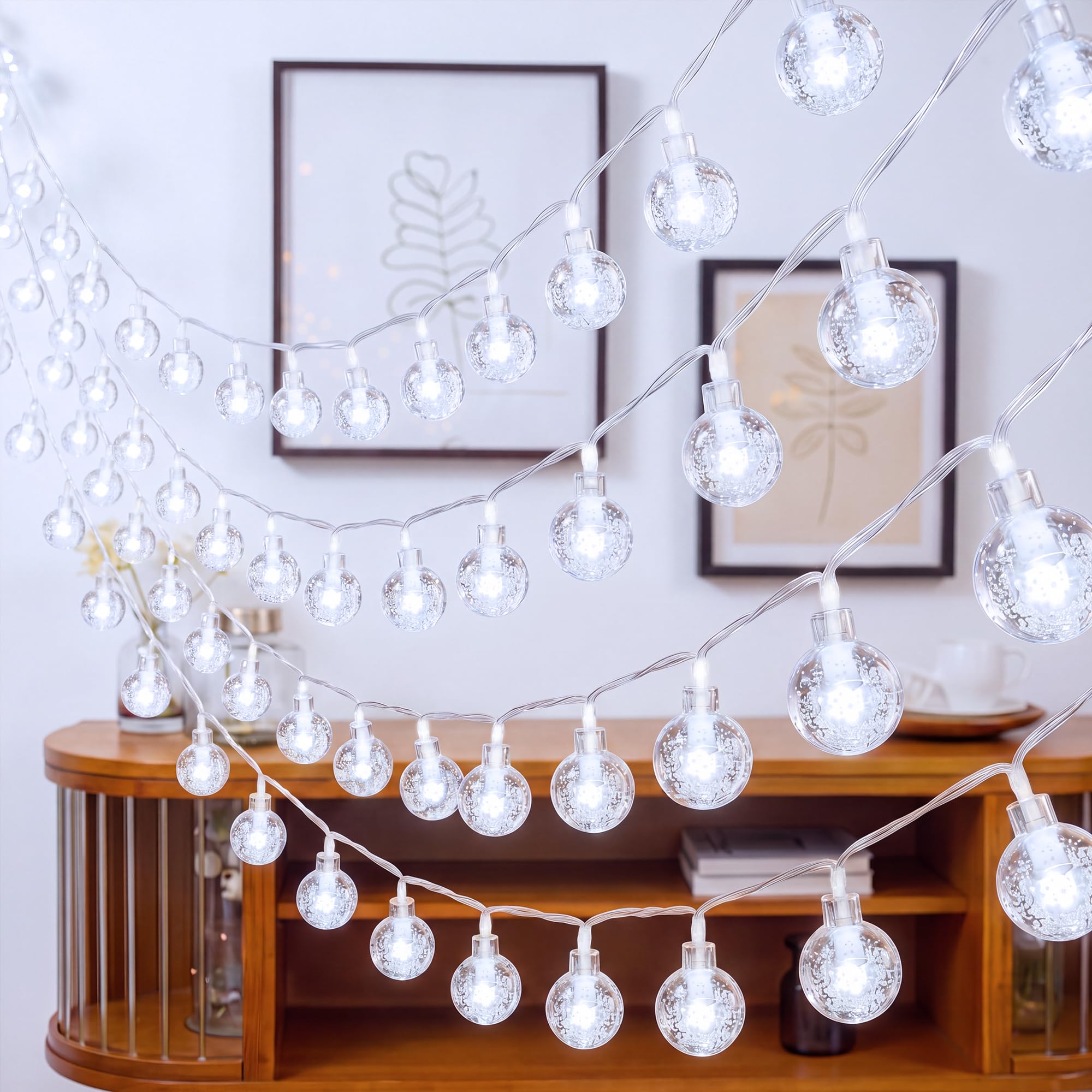 Ollny Globe Fairy Lights Plug in 10M 100 LEDs Mains Powered Cool White — image 1