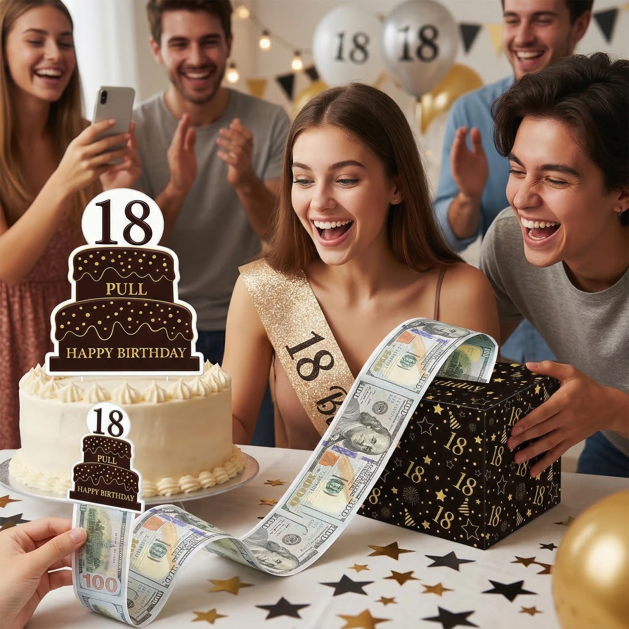 Hucha De 18 Cumpleaños Caja De Regalo Para Dinero En Efectivo, Caja De Regalo Extraíble Con Efecto Sorpresa, Presentación De Dinero Divertida