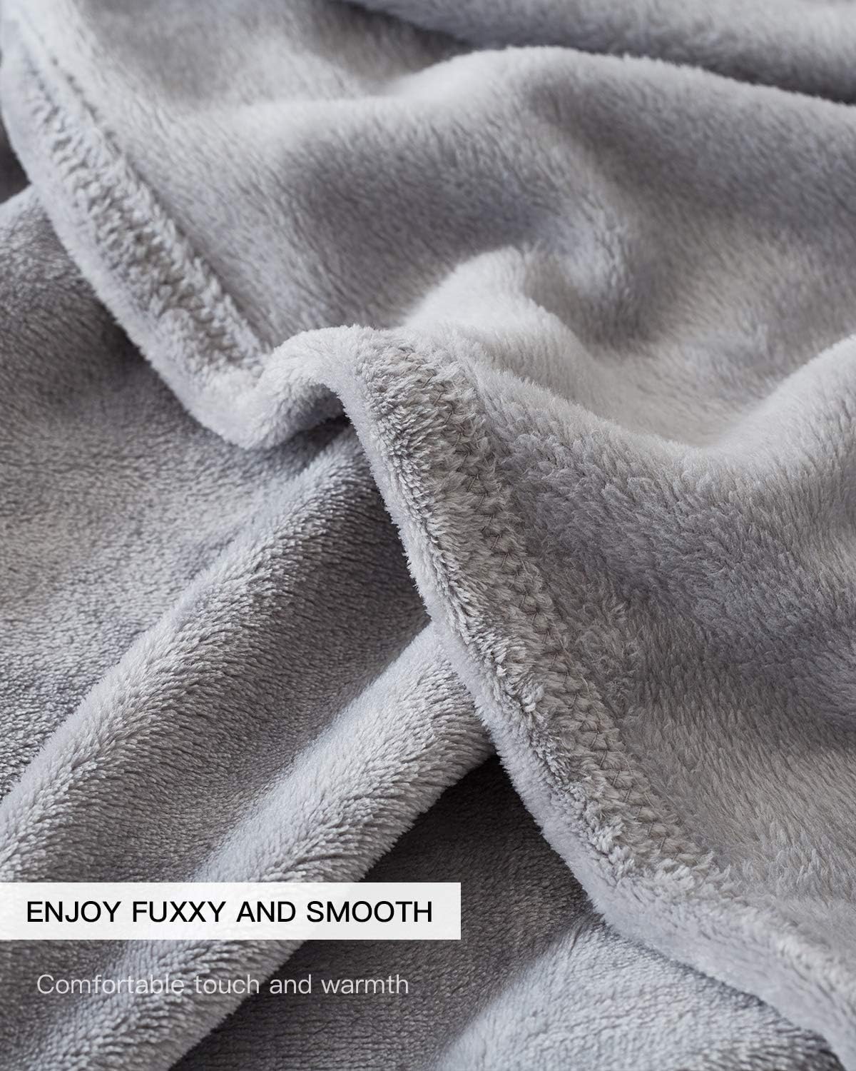 KMUSET Fleece Blanket Throw Size Grey Lightweight Super Soft Cozy Luxury Bed Blanket Microfiber Factory Shop