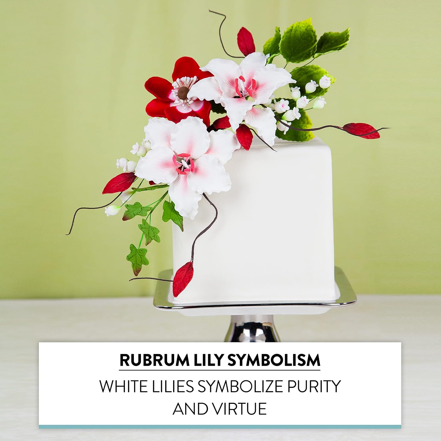 Global Sugar Art Rubrum Lily Sugar Cake Flowers, White with Red, 3 Count by Chef Alan Tetreault