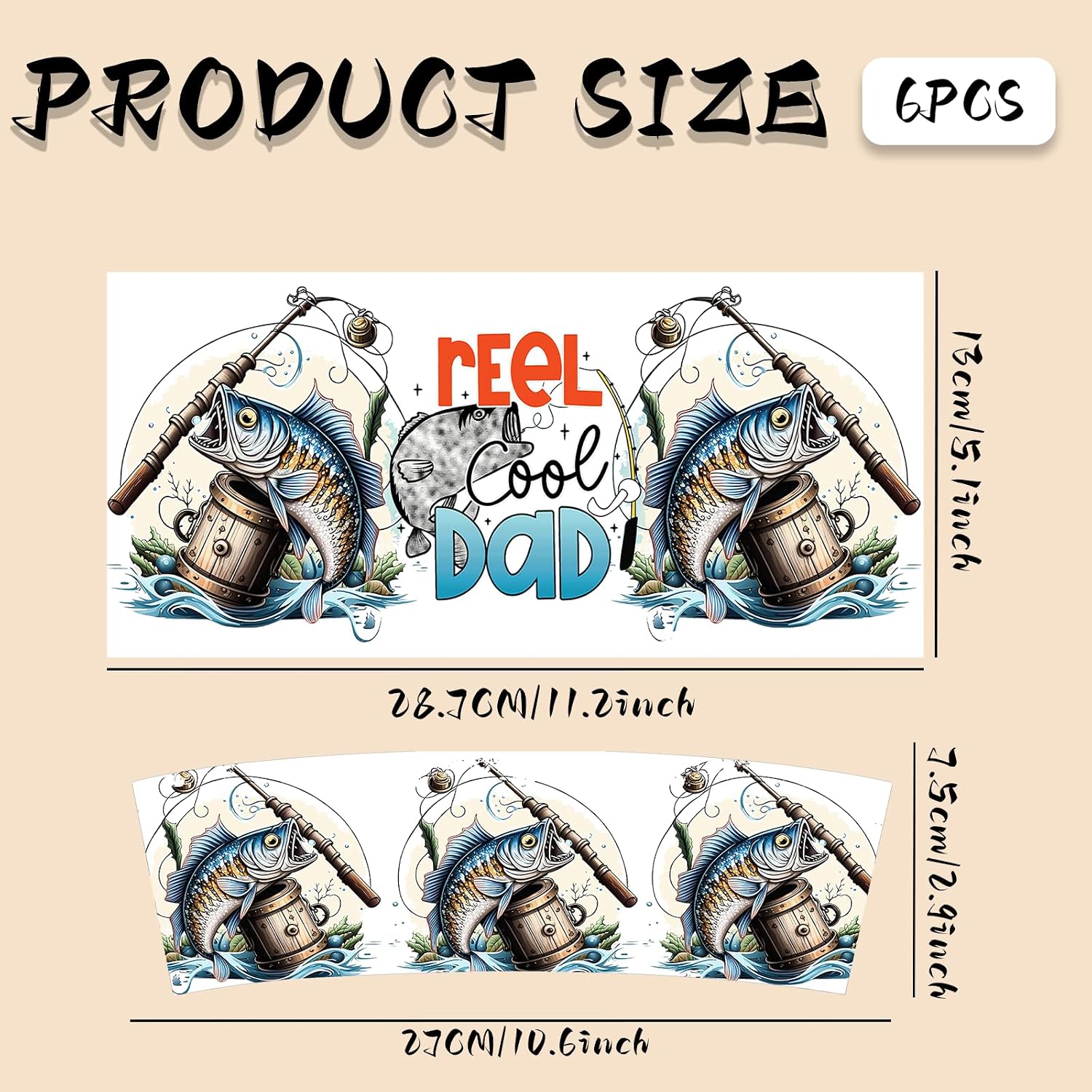 Father 6 PCS UV DTF Cup Wraps for 40 oz Tumbler, High Viscosity Transfer Paper image 2