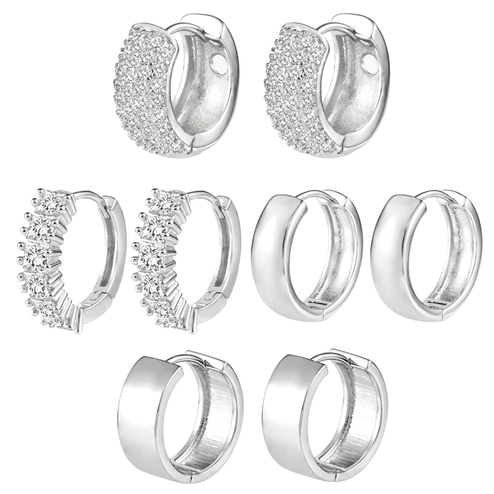 ALEXCRAFT 4 Paia Orecchini a Cerchio Argento 925 in Oro 14K/Oro Ipoallergenici per Fori Multipli con Confezione