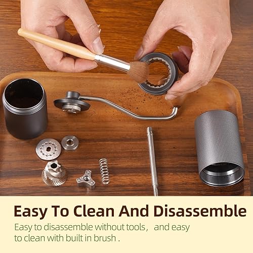 Miniatura 3 de Popsweet C38 - Molinillo de café manual con rebabas exteriores cónicas de acero inoxidable desmontables, molienda de granos de café de 400 libras,