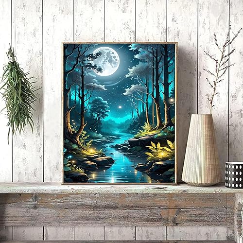 Vista 49 de xackcme Pintura de montaña por números para adultos, pintura de paisaje por número sobre lienzo sin marco, pintura al óleo de paisaje lunar