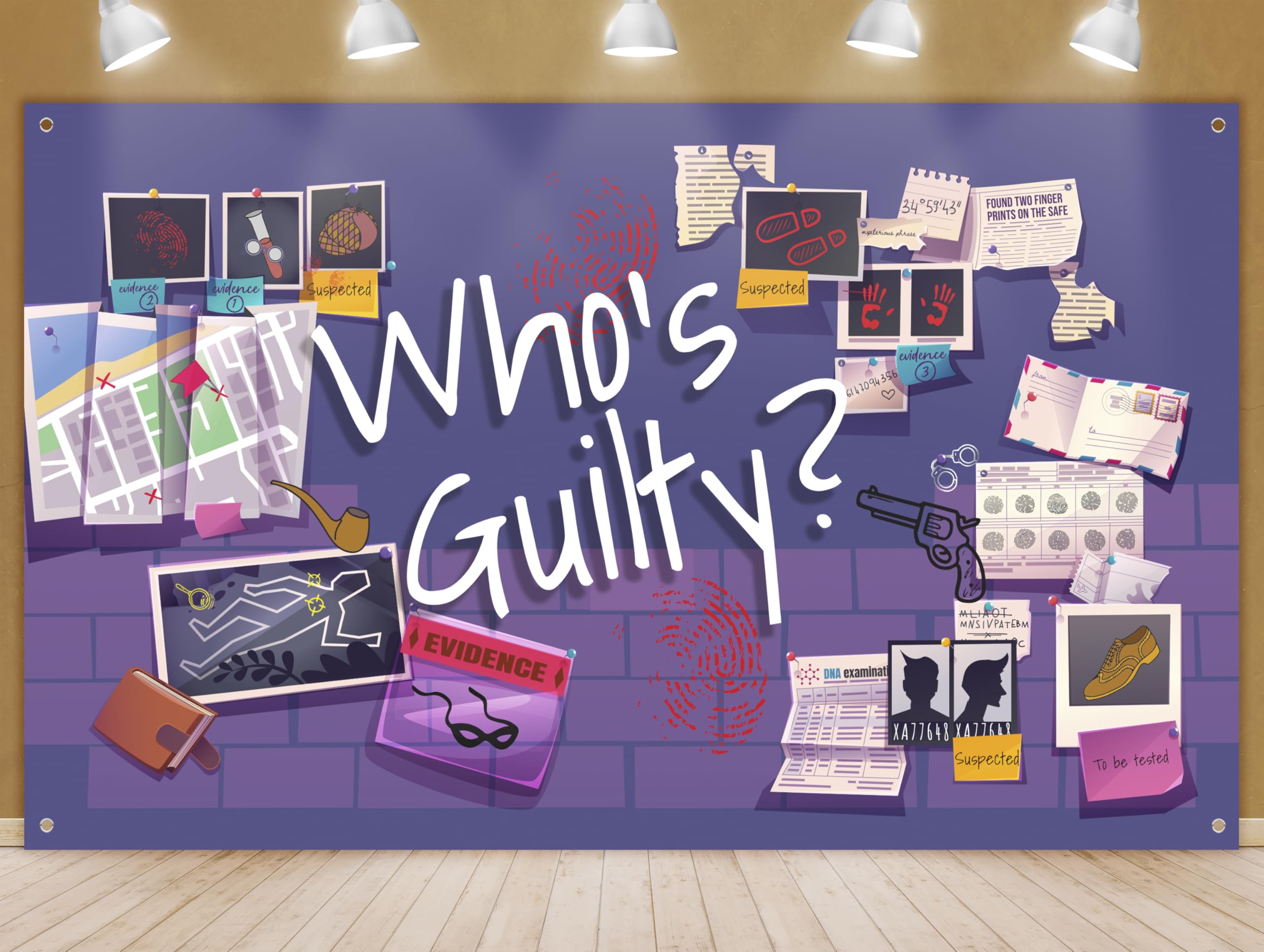 Murder Mystery Party Backdrop Detective Banner, Mystery Background, Murder Mystery Decor, Spy-Themed Decorations - (70' x 43')