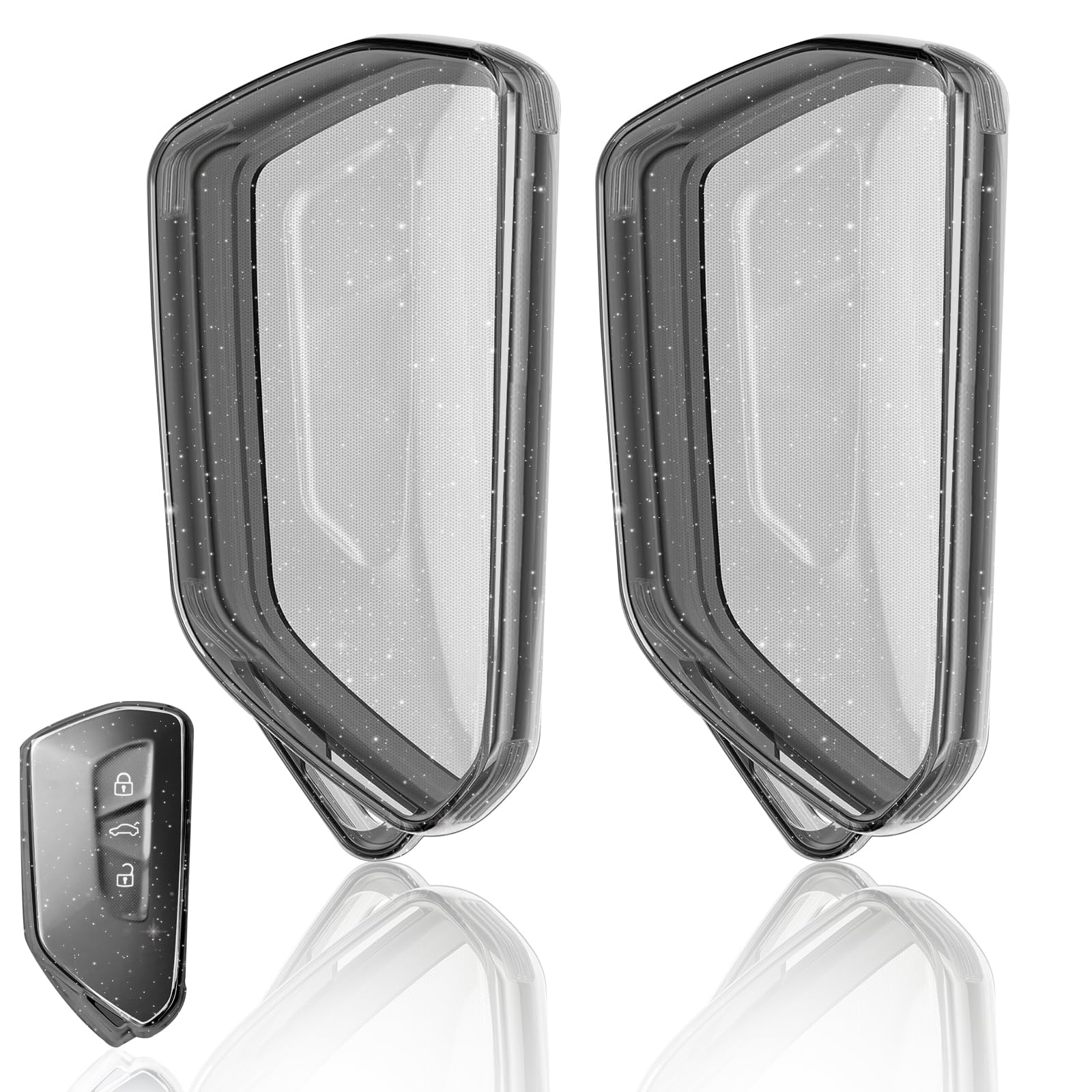 UBERMing Schlüsselhülle Transparent Autoschlüssel Hülle, 2 Stück Schlüssel Cover TPU Schlüsselgehäuse 3 Tasten Auto Schlüssel Silikon Cover für VW Lamando Teramon ID.4X ID.3 ID.6X Golf 8